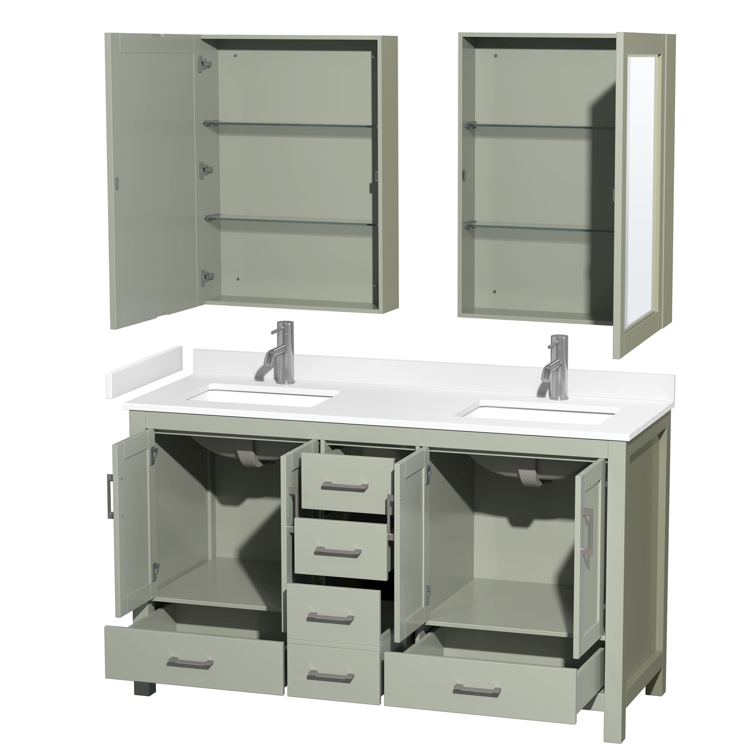 Wyndham Collection WCS141460DLGWCUNSMED Bath-Vanity-Combo - View #2