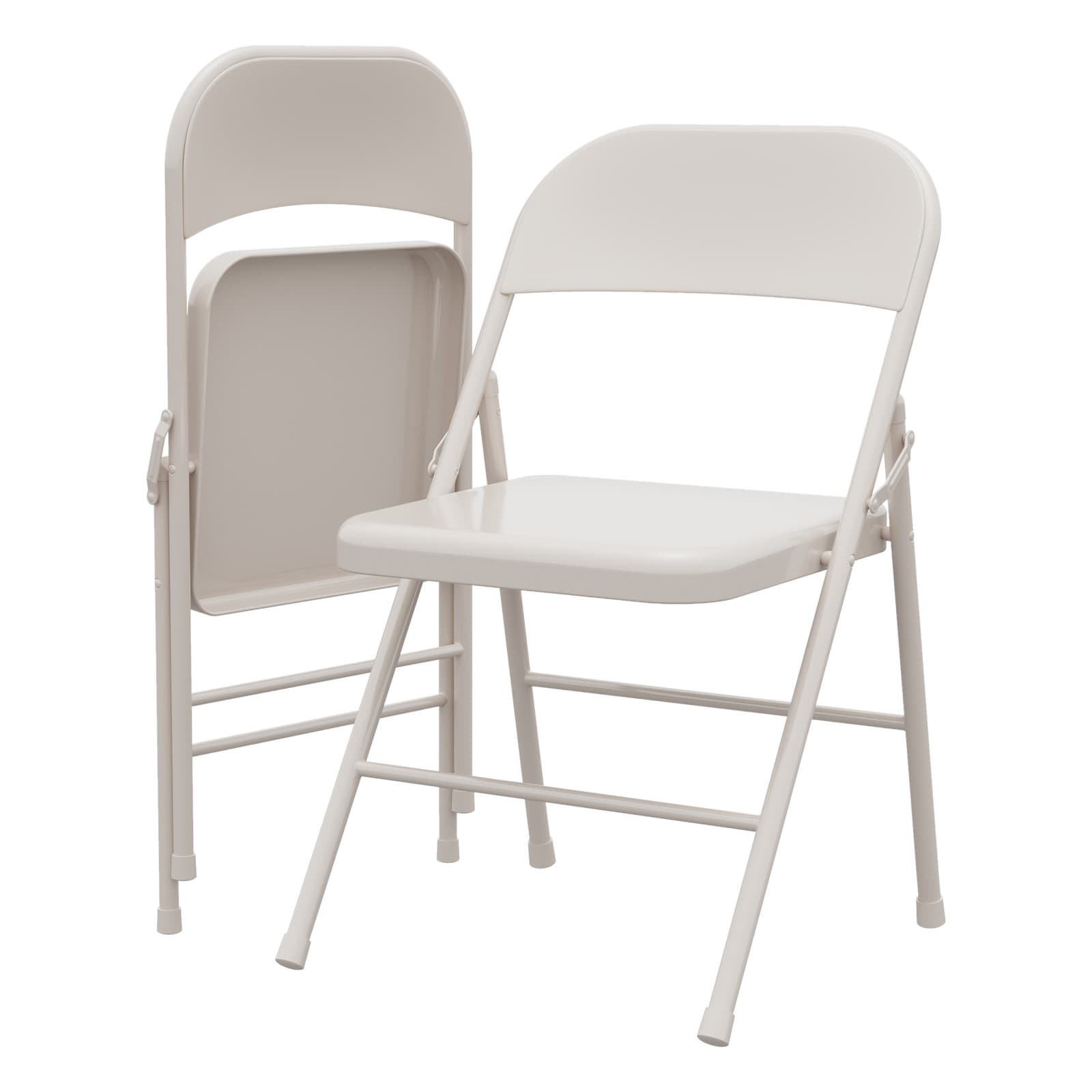 DEXSO Set of 2 Heavy Duty Folding Chairs Beige Metal Frame Finish Padded Seat Stackable Portable 350 lb Capacity for Home Office Garden