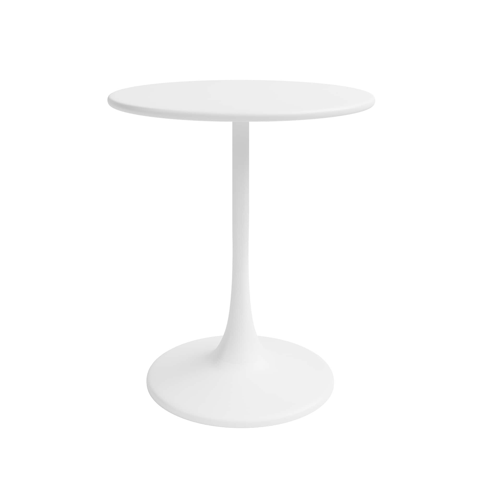 Jamesdar JTAB220-WH Kurv White Round Contemporary/Modern Dining Table, Metal with White Steel Pedestal Base 24-Inches L x 30-Inches H