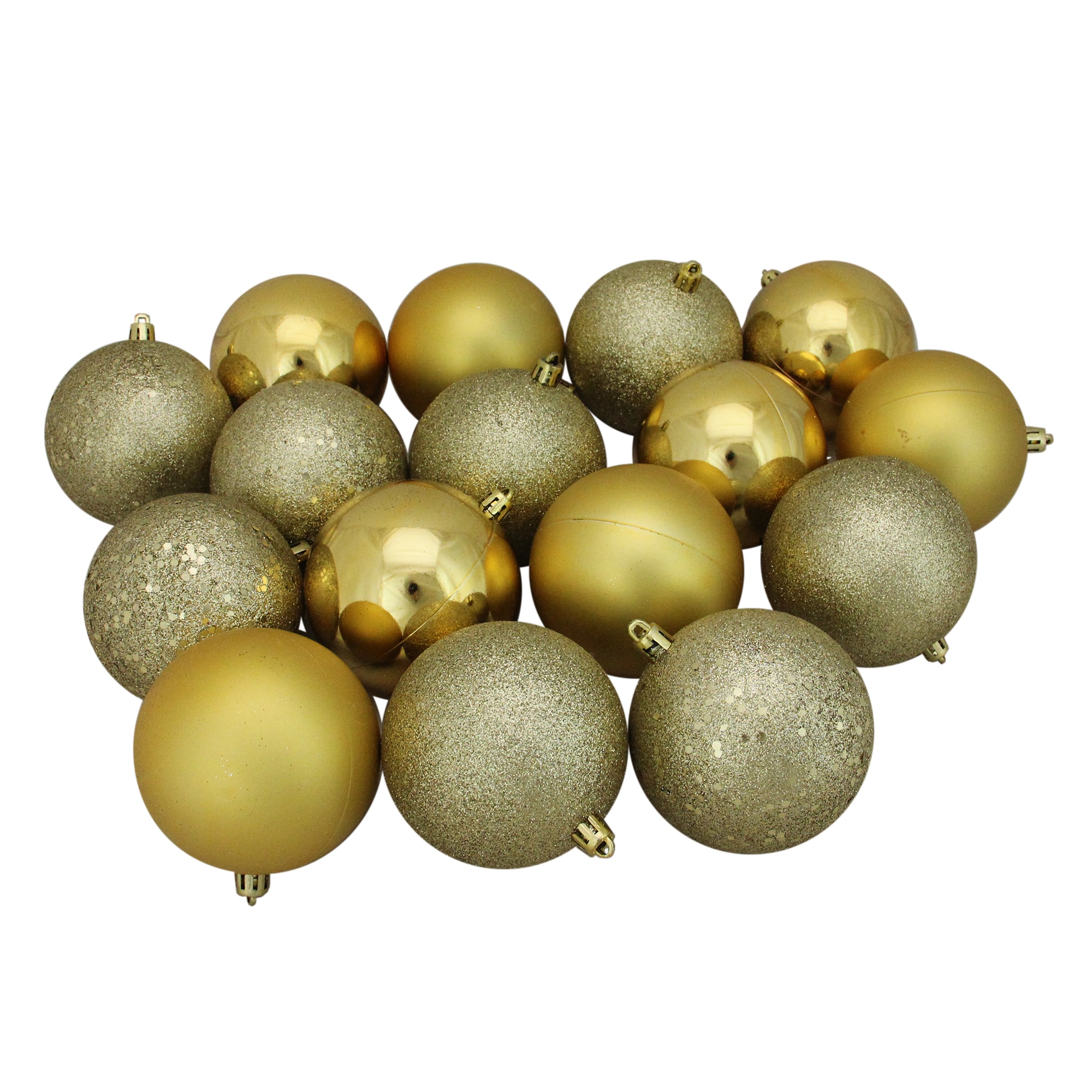 Northlight 31755161 16 -Pack Gold Ball Standard Indoor Ornament set Shatterproof