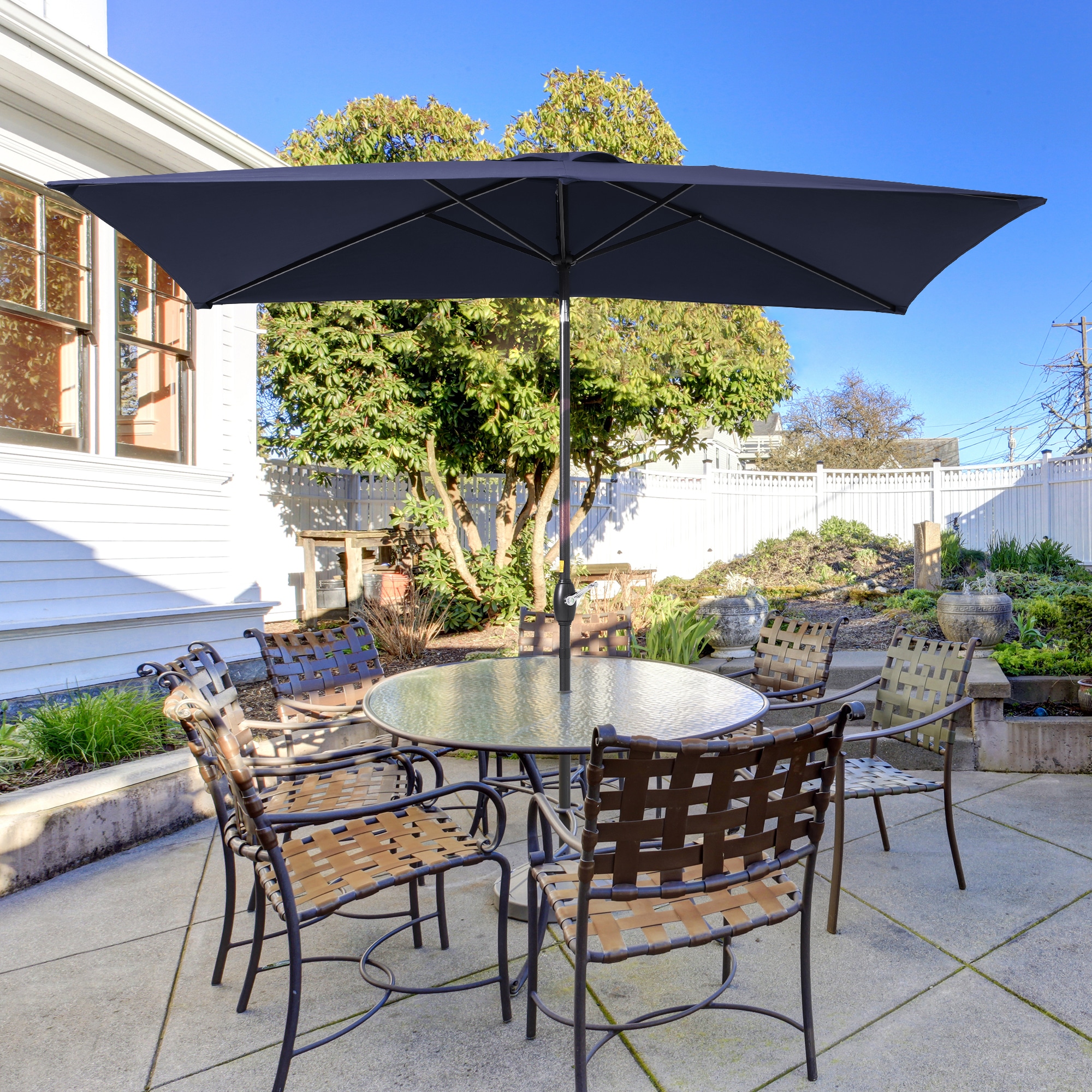 ACEGOSES LW-R16NY 10-ft Aluminum Navy Push-button Tilt Market Patio Umbrella