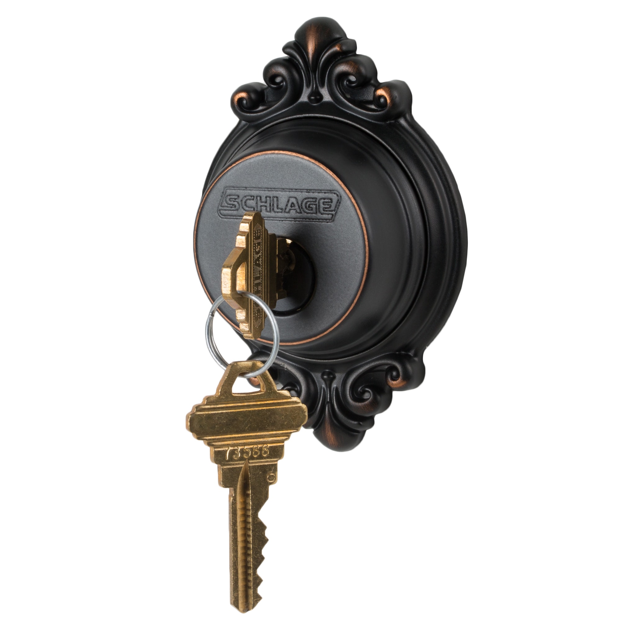 Schlage B60 Series Aged Bronze Single Cylinder Deadbolt In The ...