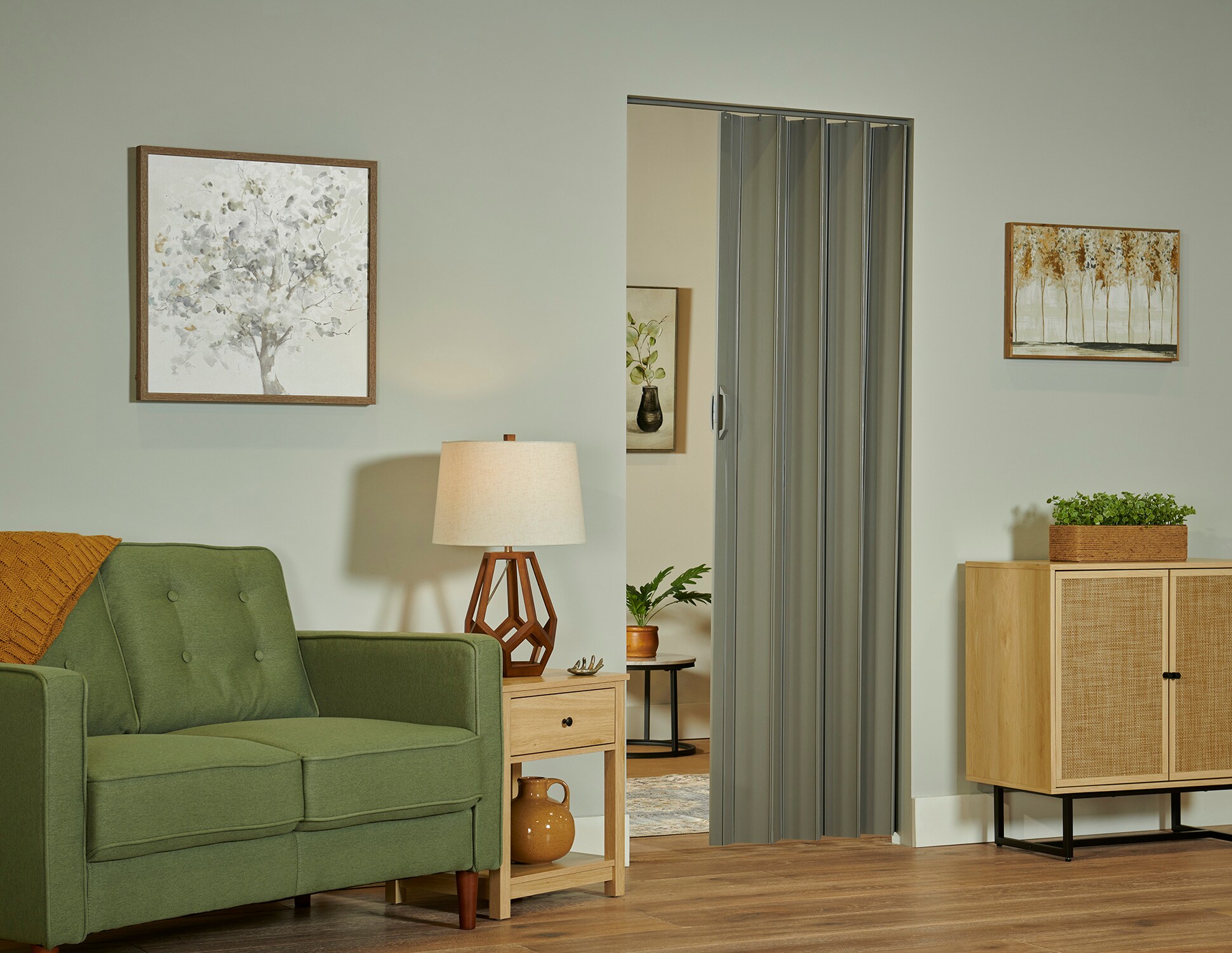 Sienna 36" x 80" Grey Vinyl Folding Door with Hardware