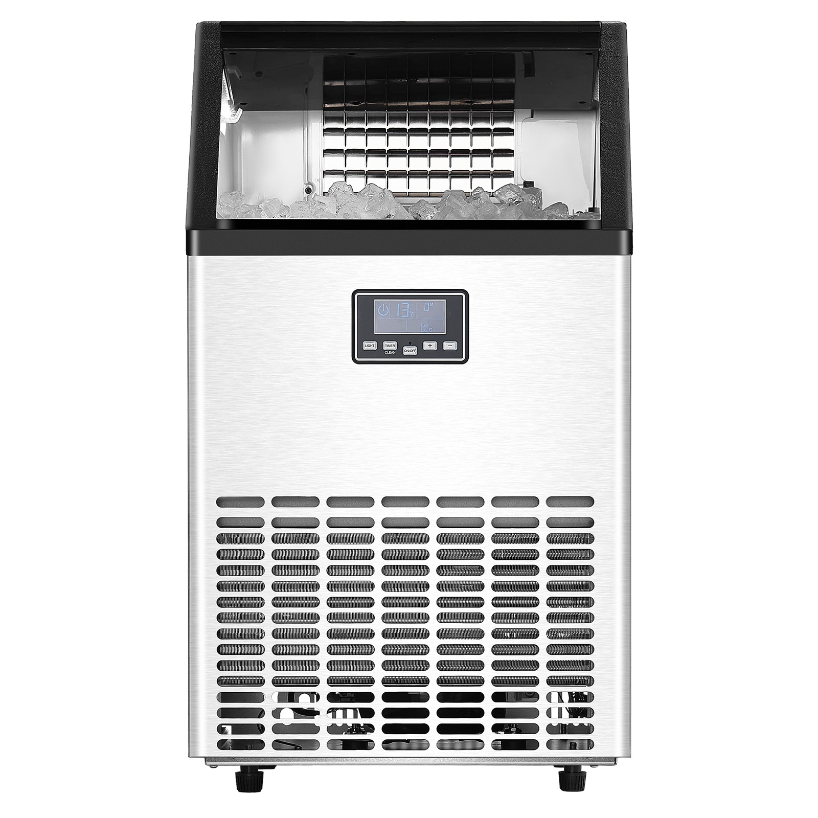 VEVOR SCSYYTSFBZBJ07259V1 150lbs/24H Commercial Ice Maker 45 Ice Cubes in 15 Minutes Freestanding Ice Maker Machine with 33lbs Large Storage Capacity for Bar Office Restaurant with LED Digital Display and Self-Cleaning