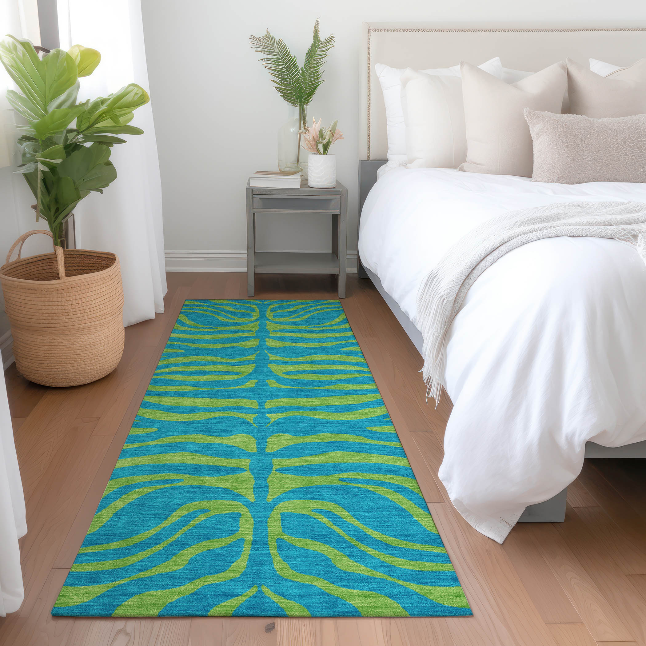 Addison Rugs ACN1043TE2X8 Chantille ACN1043TE 2 x 7 (ft) Polyester Teal Rectangular Indoor/Outdoor Geometric Machine washable Runner rug