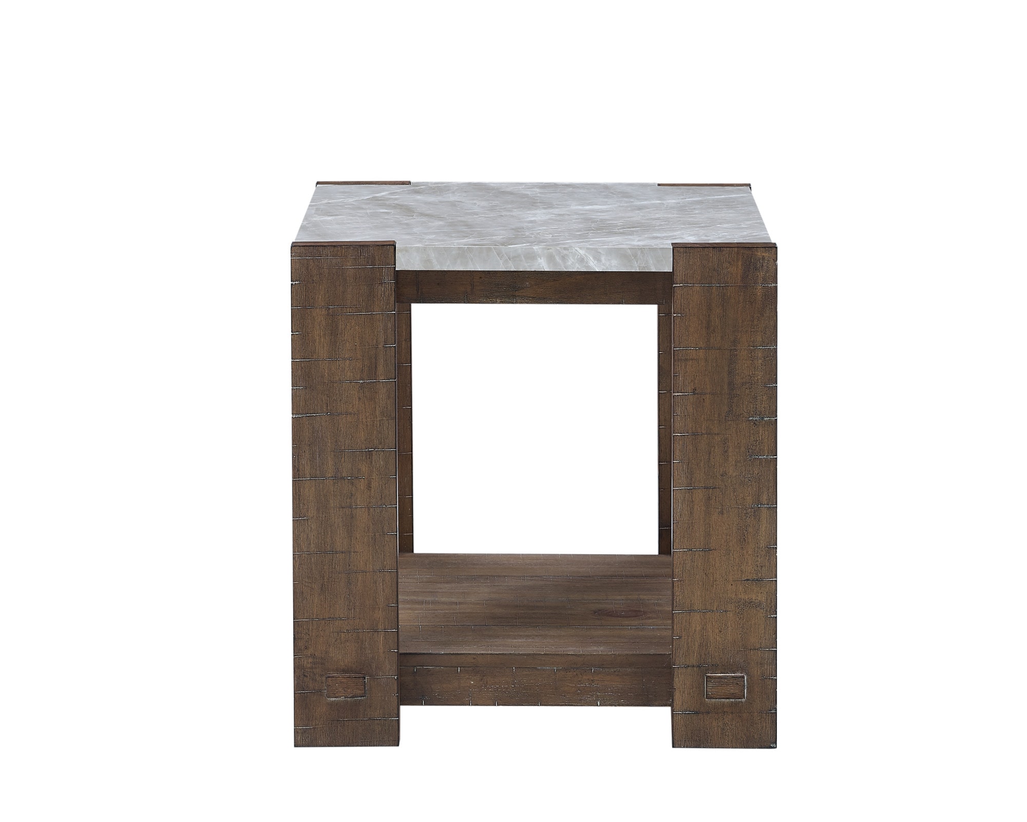 Steve Silver LB100E 22-in W x 23-in H Gray Faux marble Square Rustic End Table Assembly Required