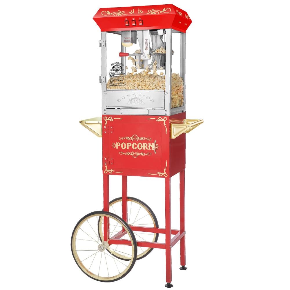 Electric 8OZ Popcorn Maker Machine Hot Air Commercial Popping Corn Unit and Cart 