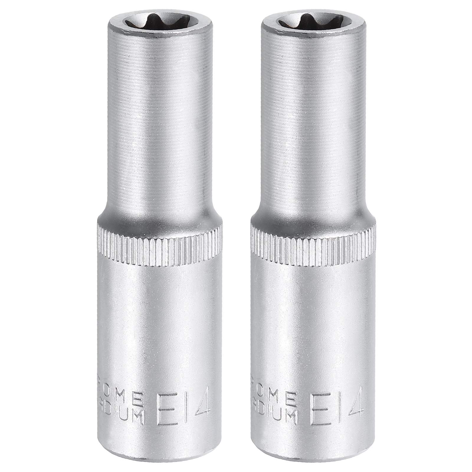 Harfington 2pcs E-Torx Socket 1/2 Inch Drive E14 External Torx Deep Socket CR-V 6 Point Spline Socket External Torque Star Female Bit Socket for Auto Repairs Home Maintenance DIY Hand-making #S26050800UX6286