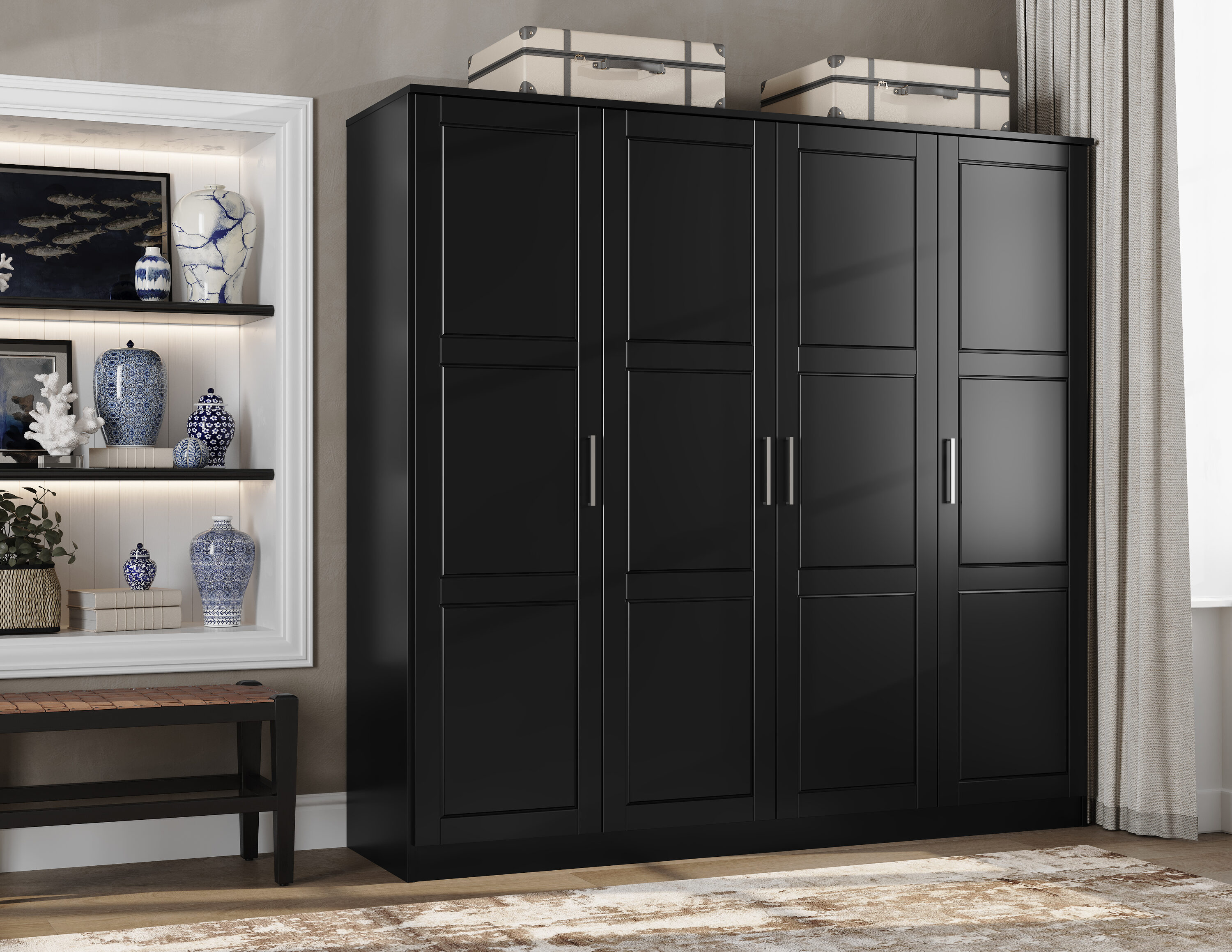 Palace Imports - 74.5-in W Solid Wood Cosmo 4-Door Wardrobe Armoire