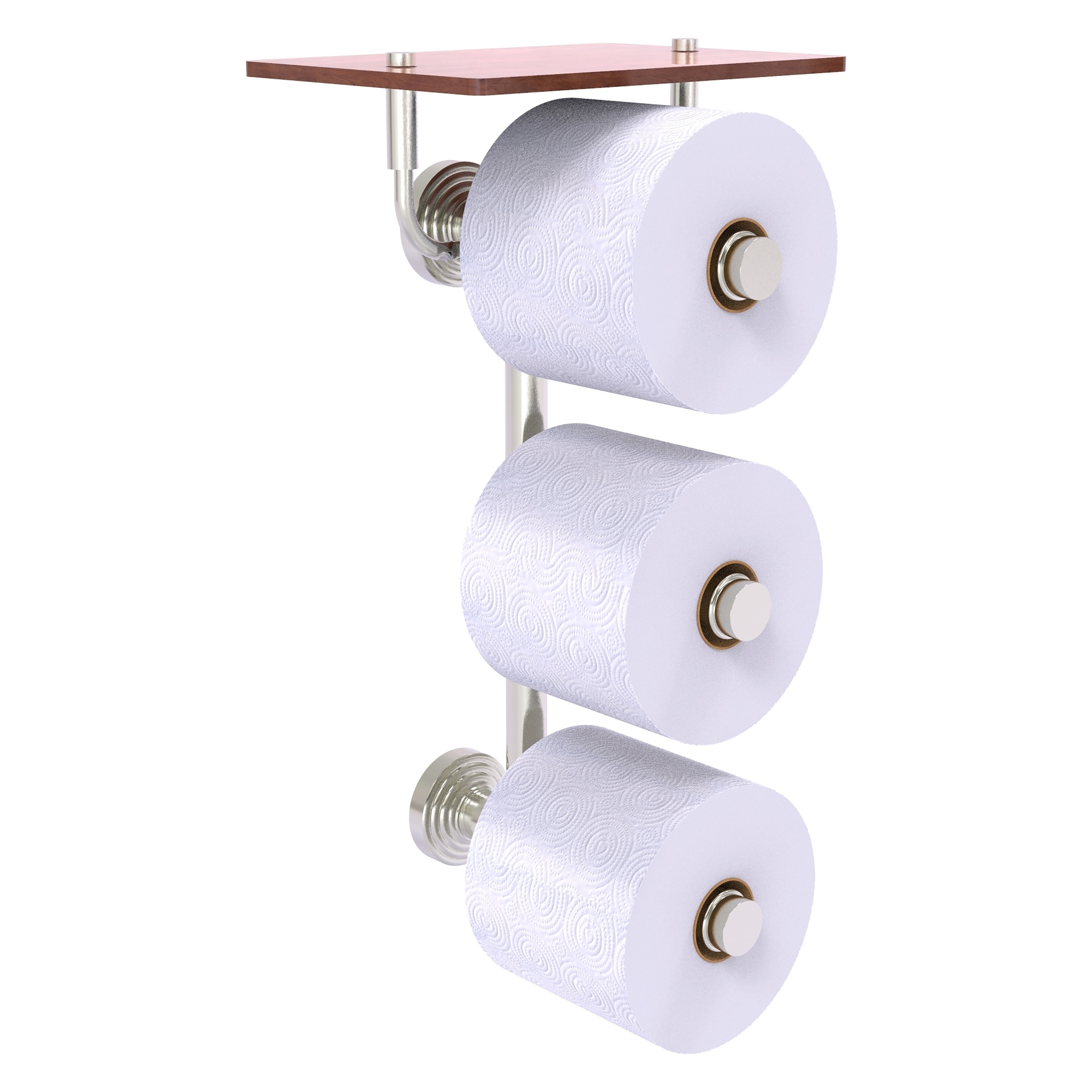 Allied Brass WP-35-3VS-IRW-SN Waverly Place Satin Nickel Wall mount Double post Toilet Paper Holder 3 -Rolls with Storage