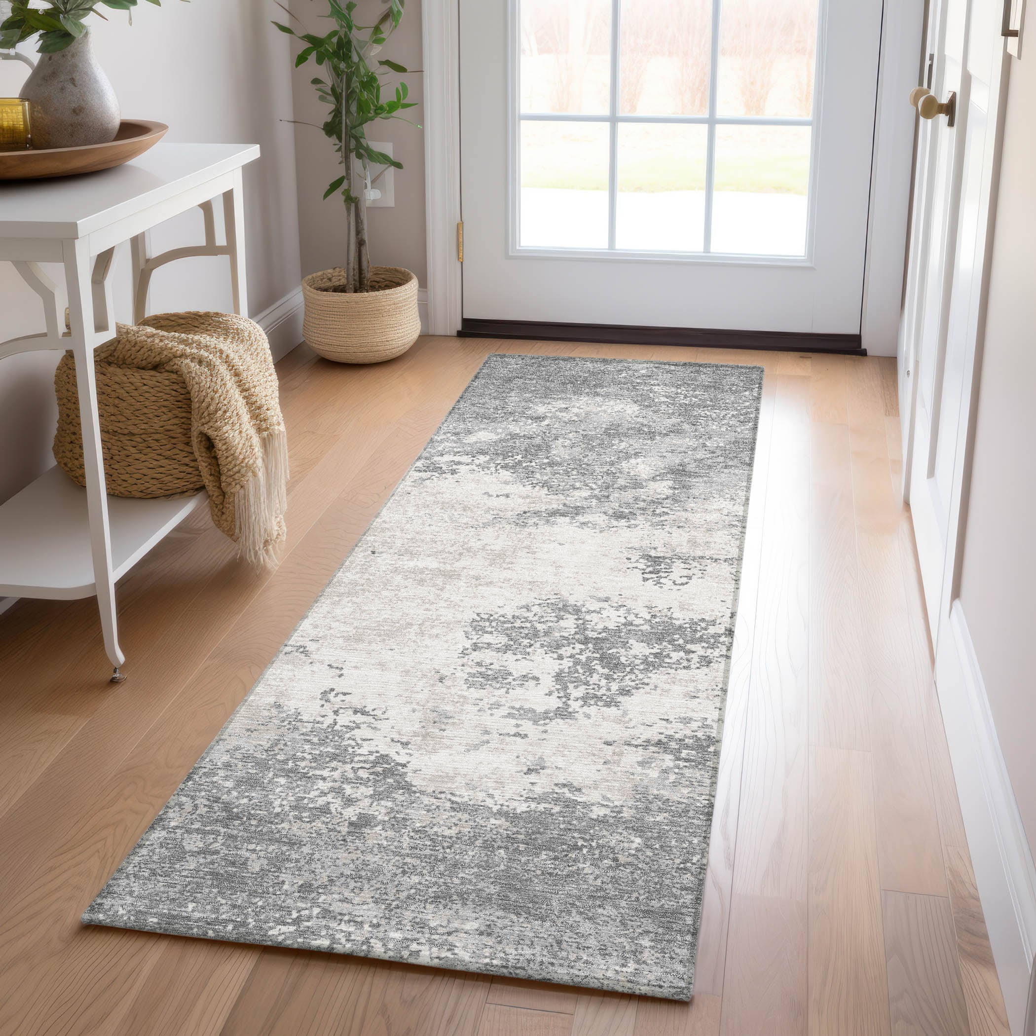 Addison Rugs ACN1027GY2X8 Chantille ACN1027GY 2 x 7 (ft) Polyester Gray Rectangular Indoor/Outdoor Geometric Machine washable Runner rug
