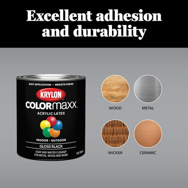 Krylon Gloss Black Enamel Acrylic Interior Paint + Primer (Half-Pint) in  the Interior Paint department at