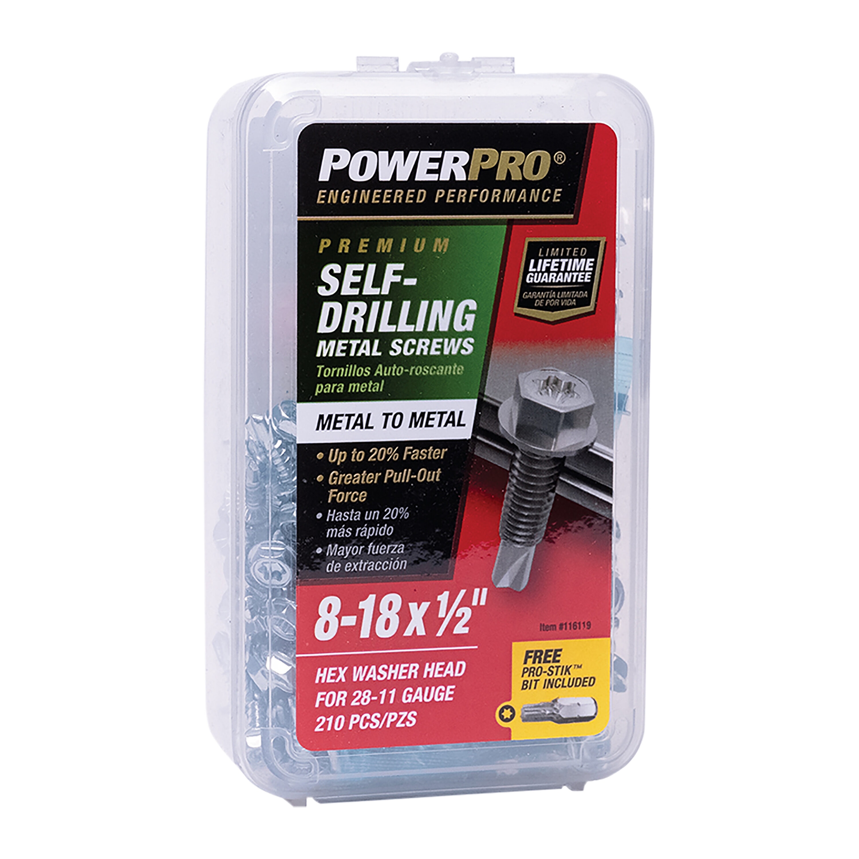 Power Pro 116119 #8 x 1/2-in Star -Drive Self-drilling Sheet Metal Screws 210 -Count