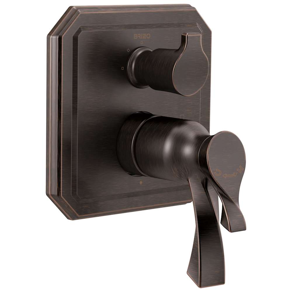 Brizo  T75530 Virage Thermostatic Valve Trim with Integrated Volume Control and 3 Function Diverter for Two Shower Applications  Less RoughIn