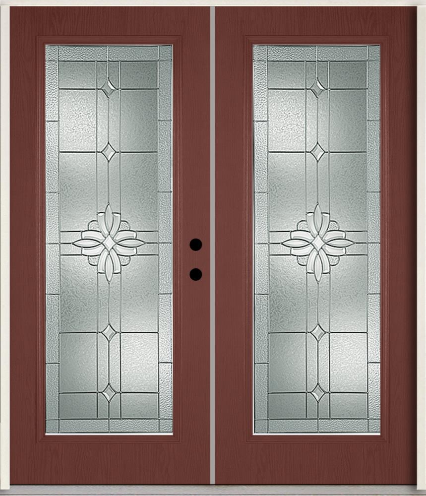 RELIABILT LO841790 Laurel 72-in x 80-in x Fiberglass Full lite Left-hand inswing Wineberry Stained Prehung Double Front Door Insulating core