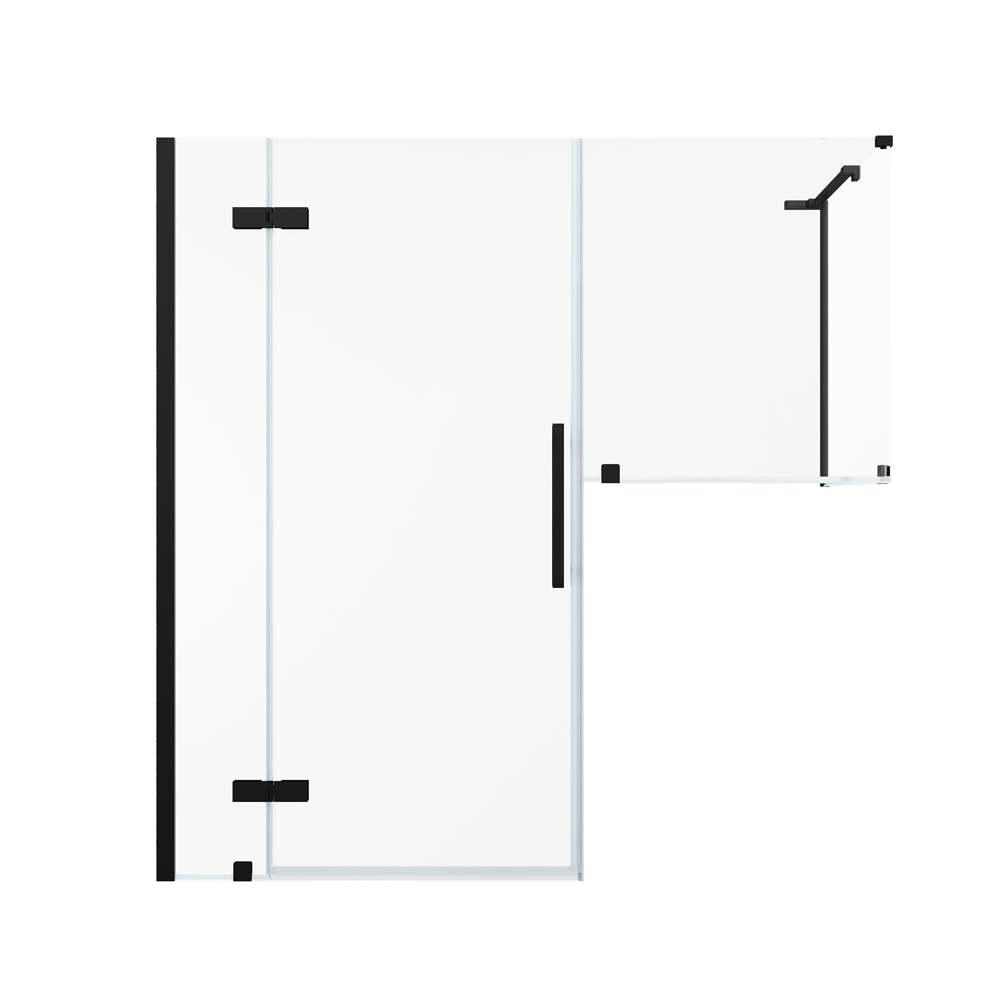 Tampa-Pro 54" x 72" Frameless Black Shower Kit with Shelves