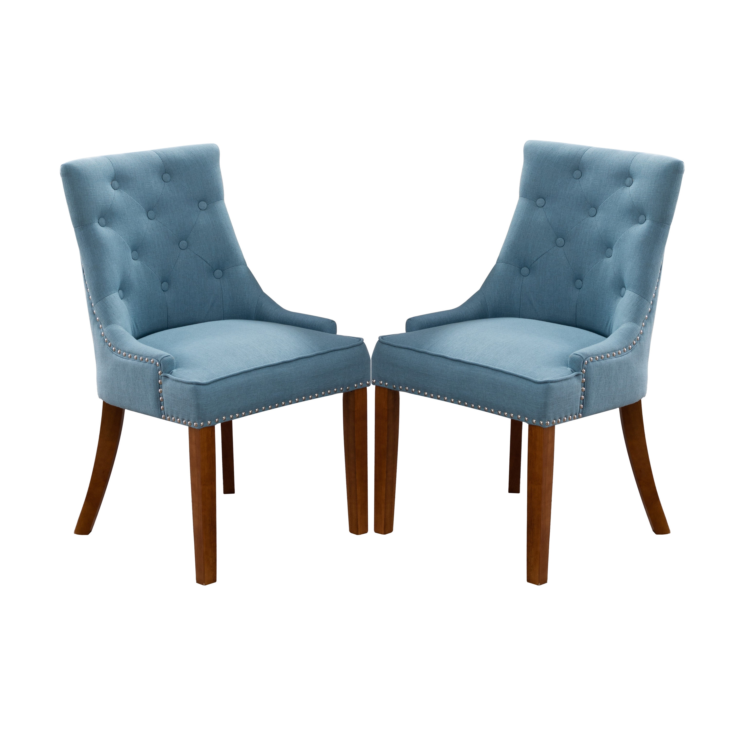 blue linen dining chairs