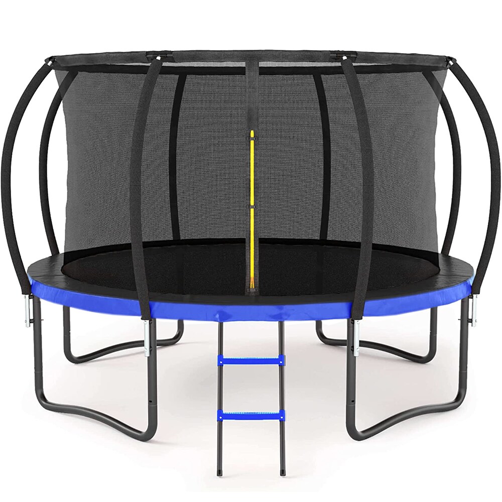 Fun Orange 12FT Round Black Backyard Trampoline with Safety Enclosure,  Waterproof Spring Cover Padding, and Enhanced Durability in the Trampolines  department at