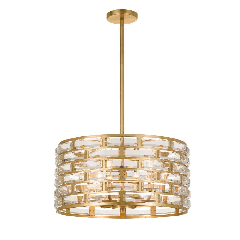 Mini Antique Gold Crystal 6-Light Chandelier with Faceted Jewels