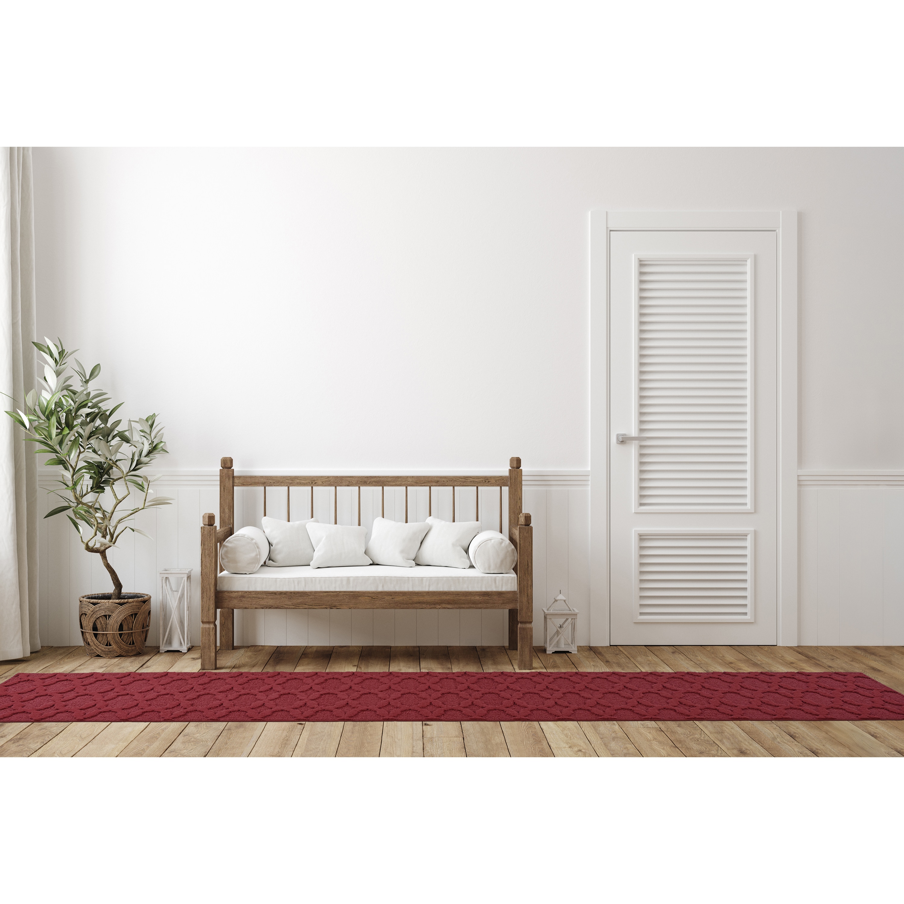 Garland Rug CL100N02414414 Sparta 2 x 12 (ft) Tufted Polypropylene Chili Red Rectangular Indoor Geometric Farmhouse/Cottage Runner rug