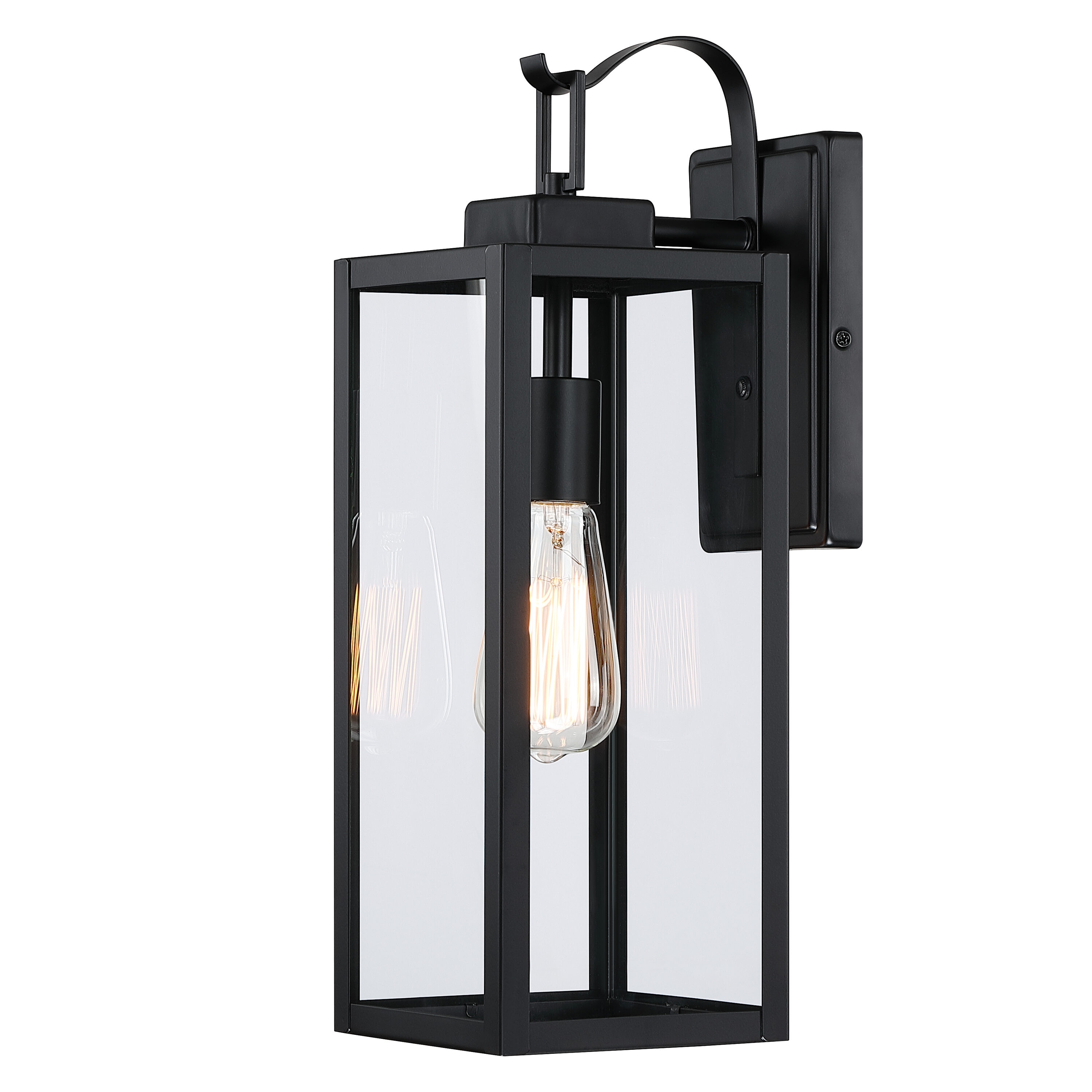 Hukoro 2-Pack 1-Light 18-in H Matte Black Outdoor Wall Light in the ...