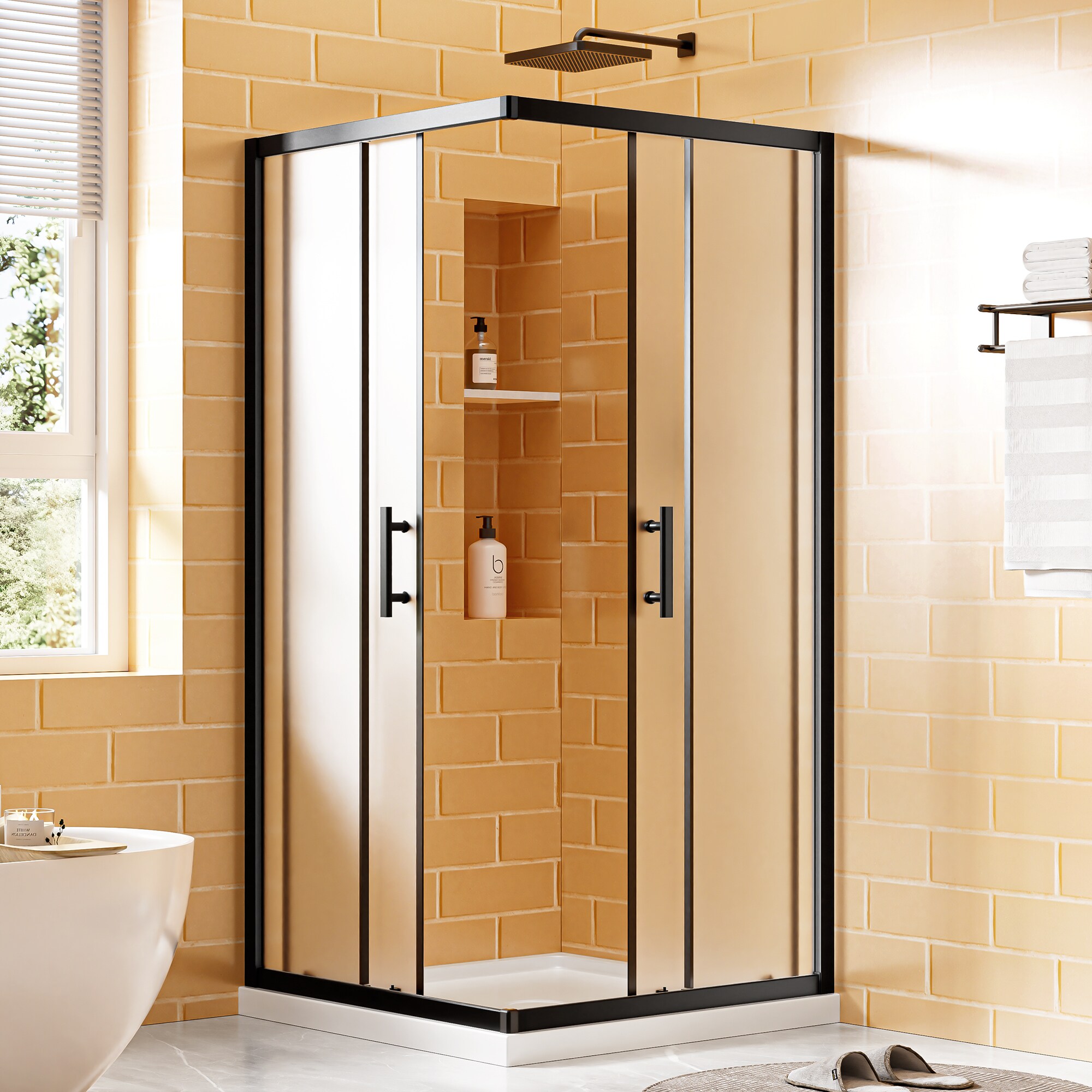 JUSHUA 36 inches D X 36 inches W X 72 inches H Corner Shower