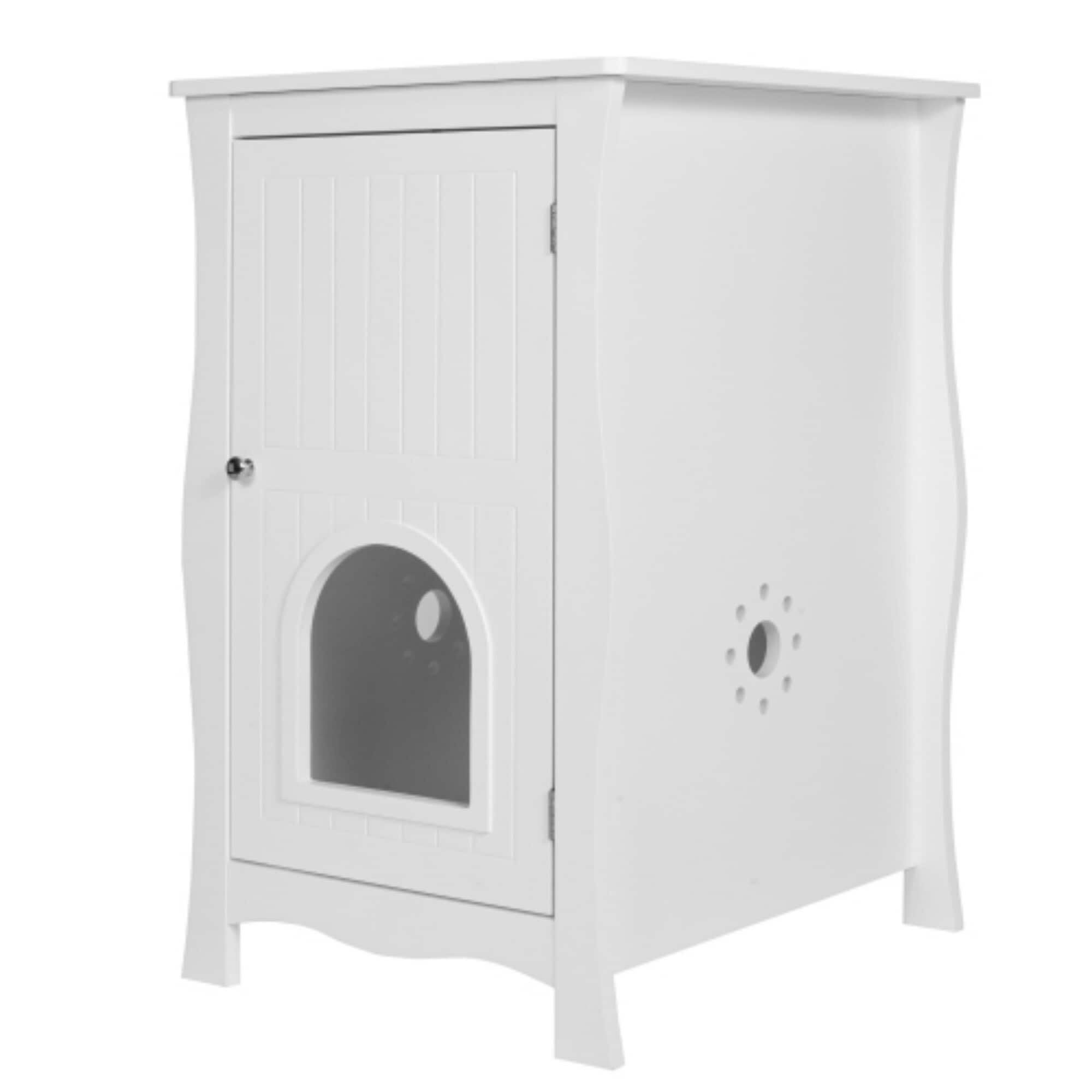 Miki Shinly MTH-2782-10MI Cat Home End Table 23.62-in W x 34.45-in H White Wood Rectangular Modern End Table with Storage Assembly Required