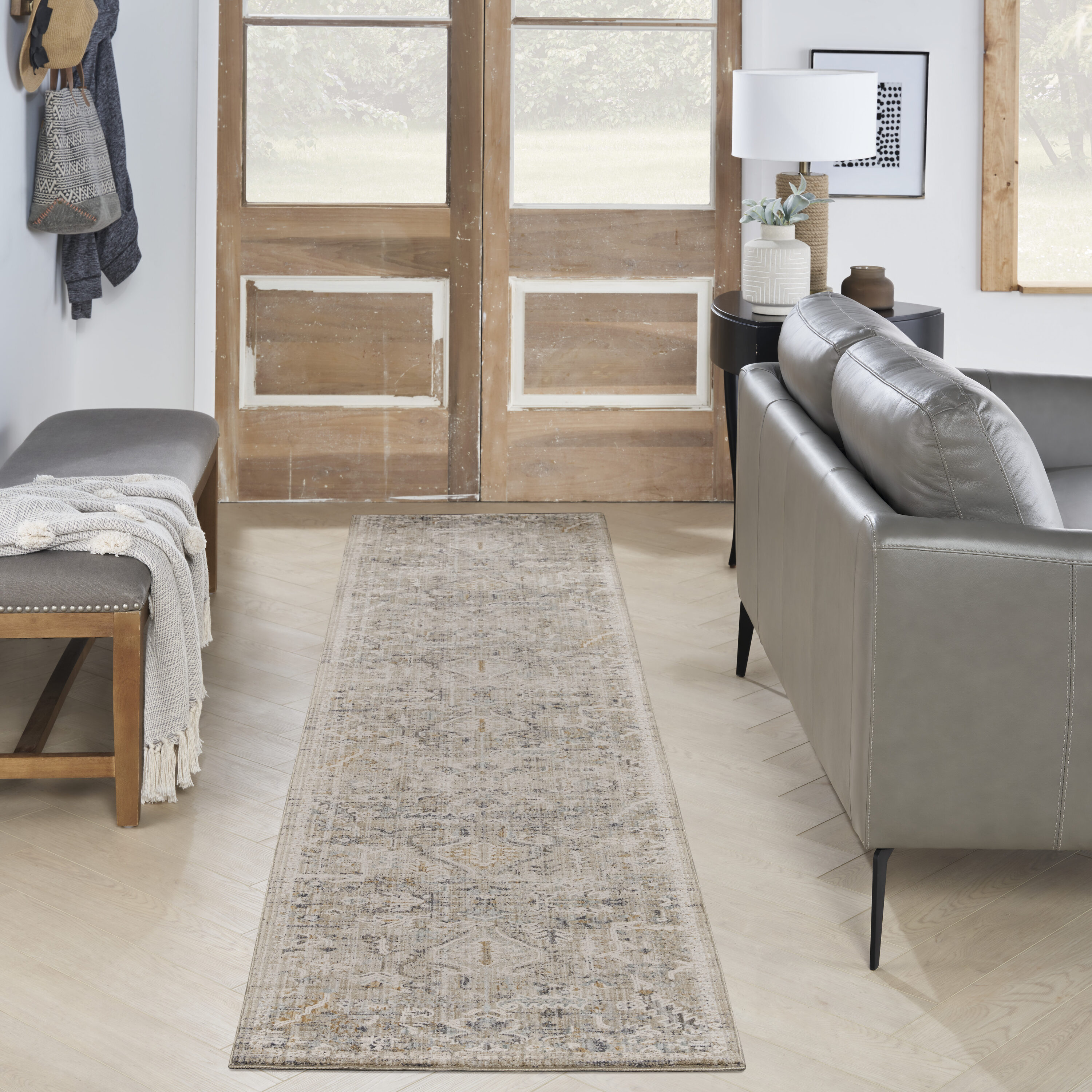 Nourison 099446103819 Nyle 2 x 8 (ft) Loomed Polyester Ivory Taupe Rectangular Indoor Tribal Vintage Runner rug