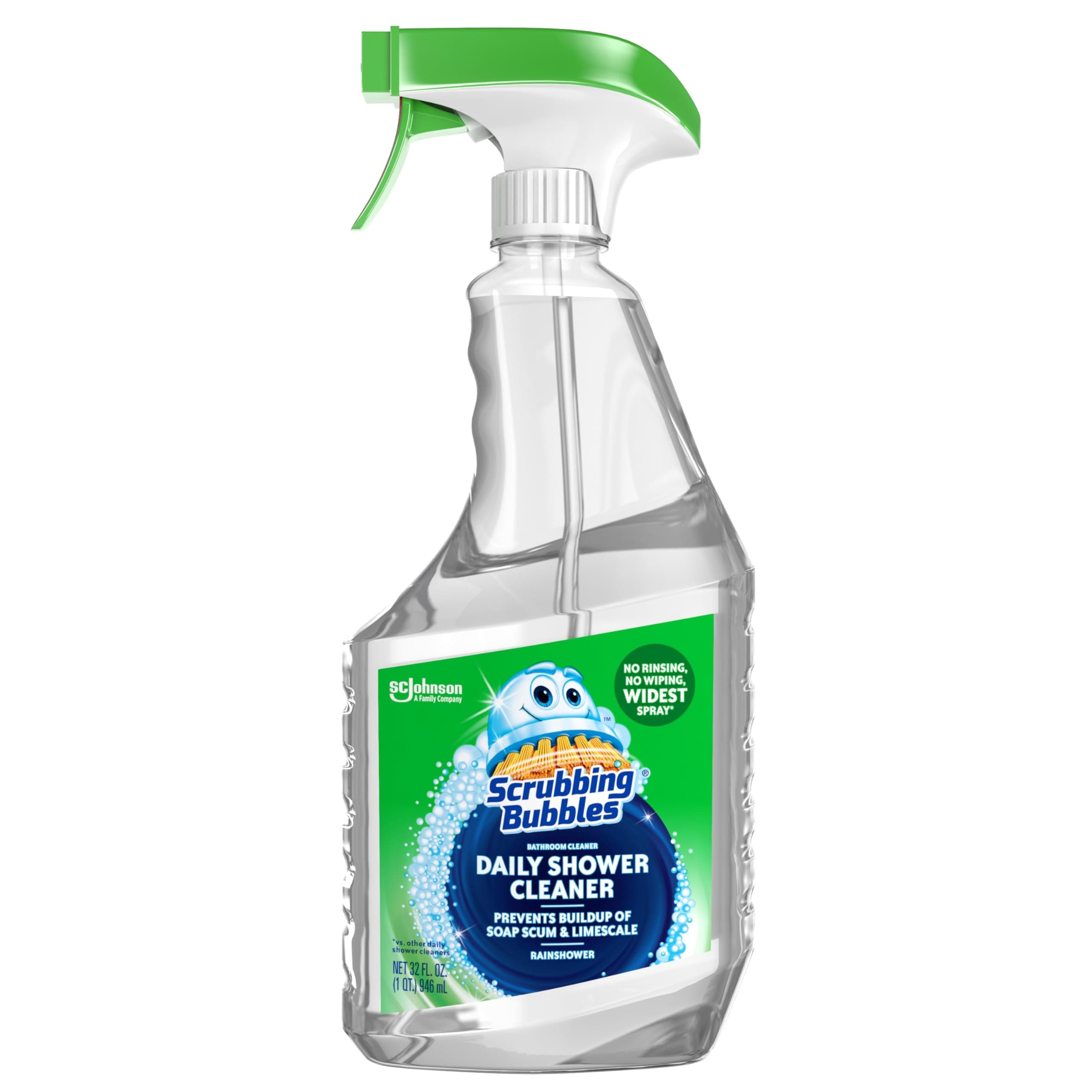 Scrubbing Bubbles  Daily Shower and Cleaner Spray Removes Mildew Mold and Soap Scum on Showers Bathroom Floors Tiles Rainshower Scent 32oz