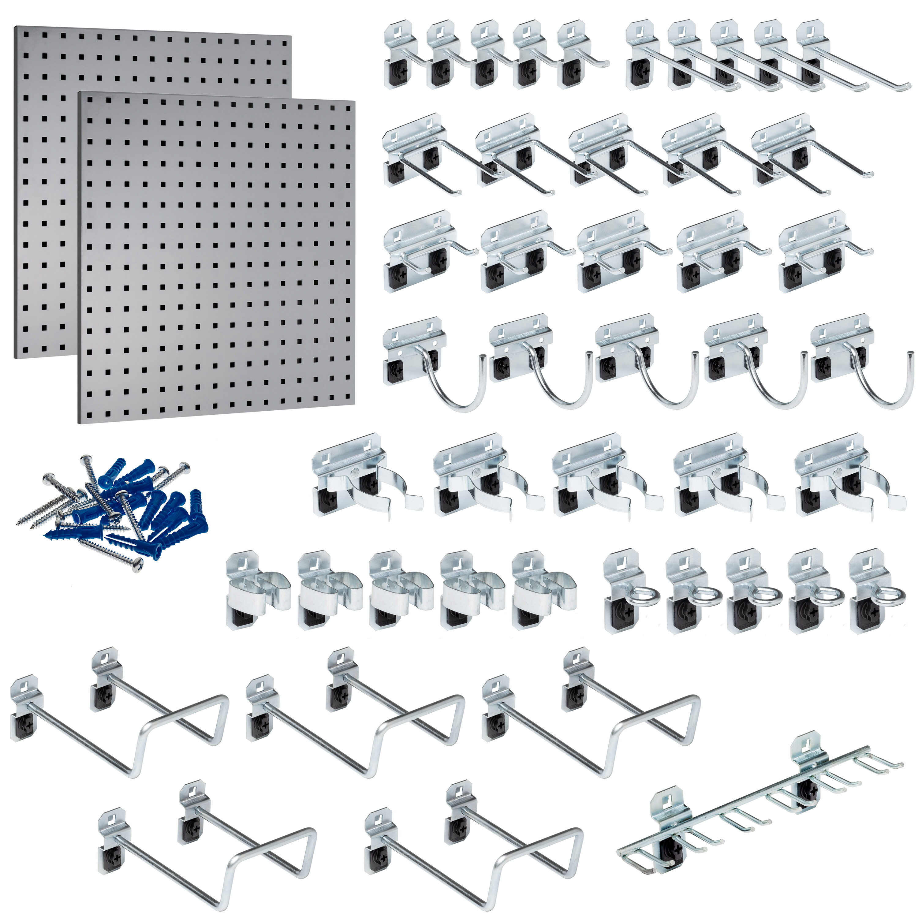 Triton Products LB1-GKIT LocBoard 48 -Piece Steel Pegboard kit in Gray 24-in W x 24-in H