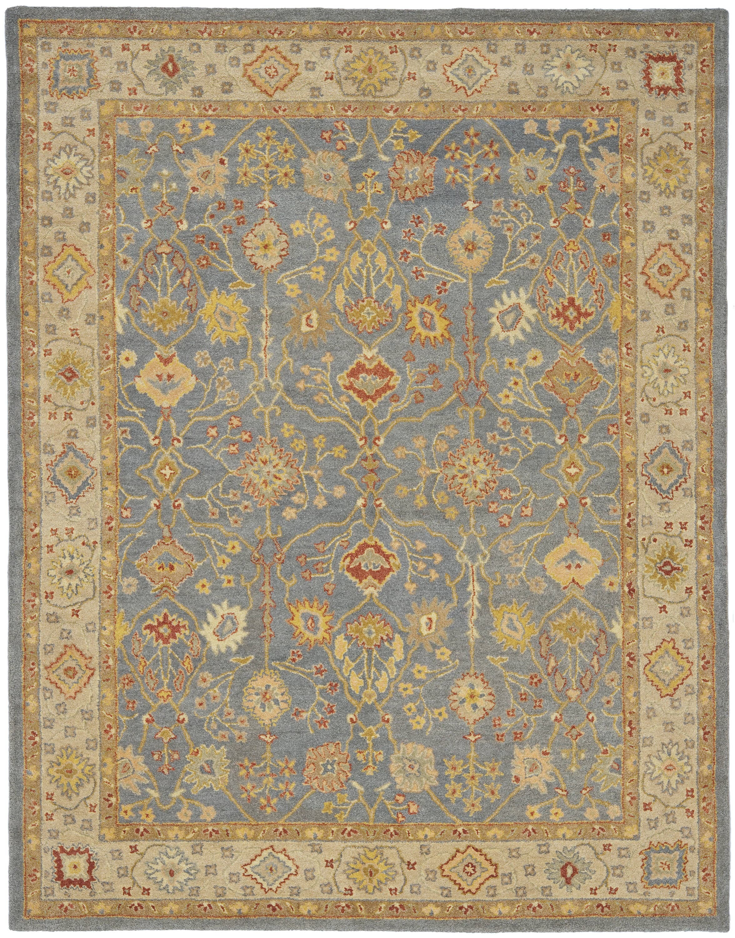 Handmade Blue and Ivory Tufted Wool Area Rug
