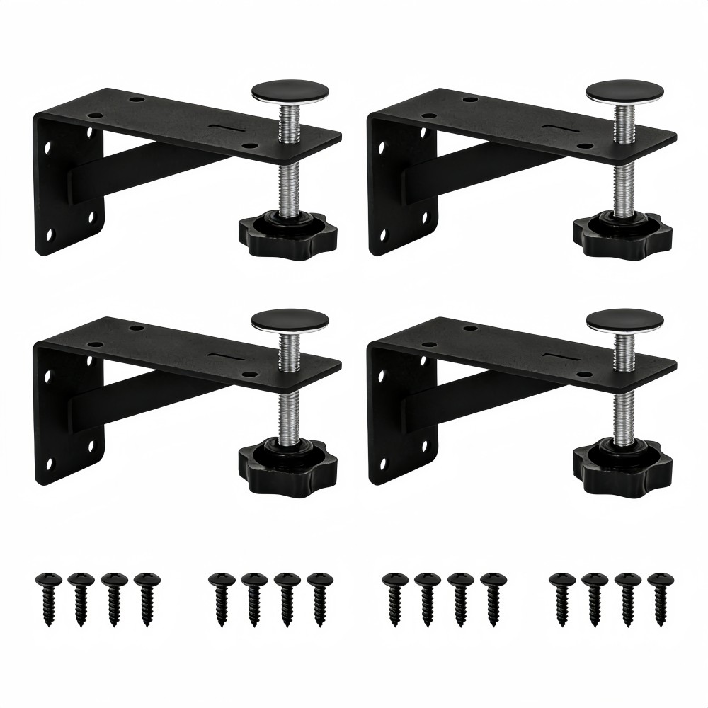 Numhew NHSEAN6003 1.7in Adjustable 4-Piece Matte Black Undermount Sink Brackets