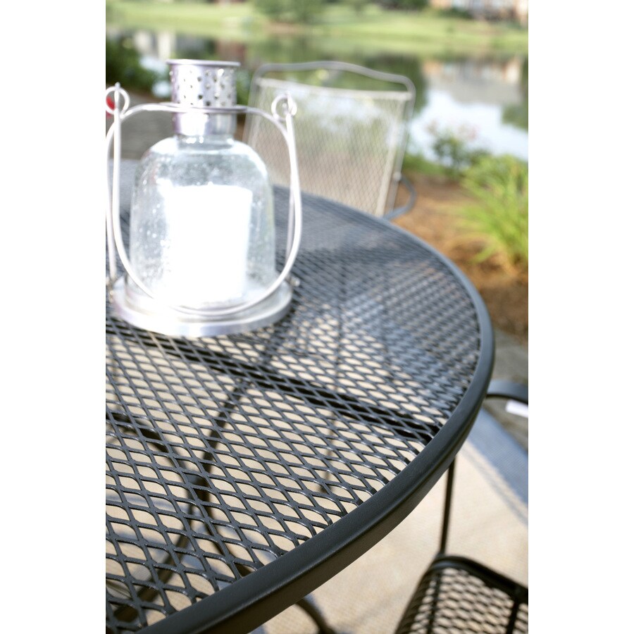 Garden Treasures Davenport Round Outdoor Dining Table 48 in W x 48 in L Umbrella Hole at Lowes