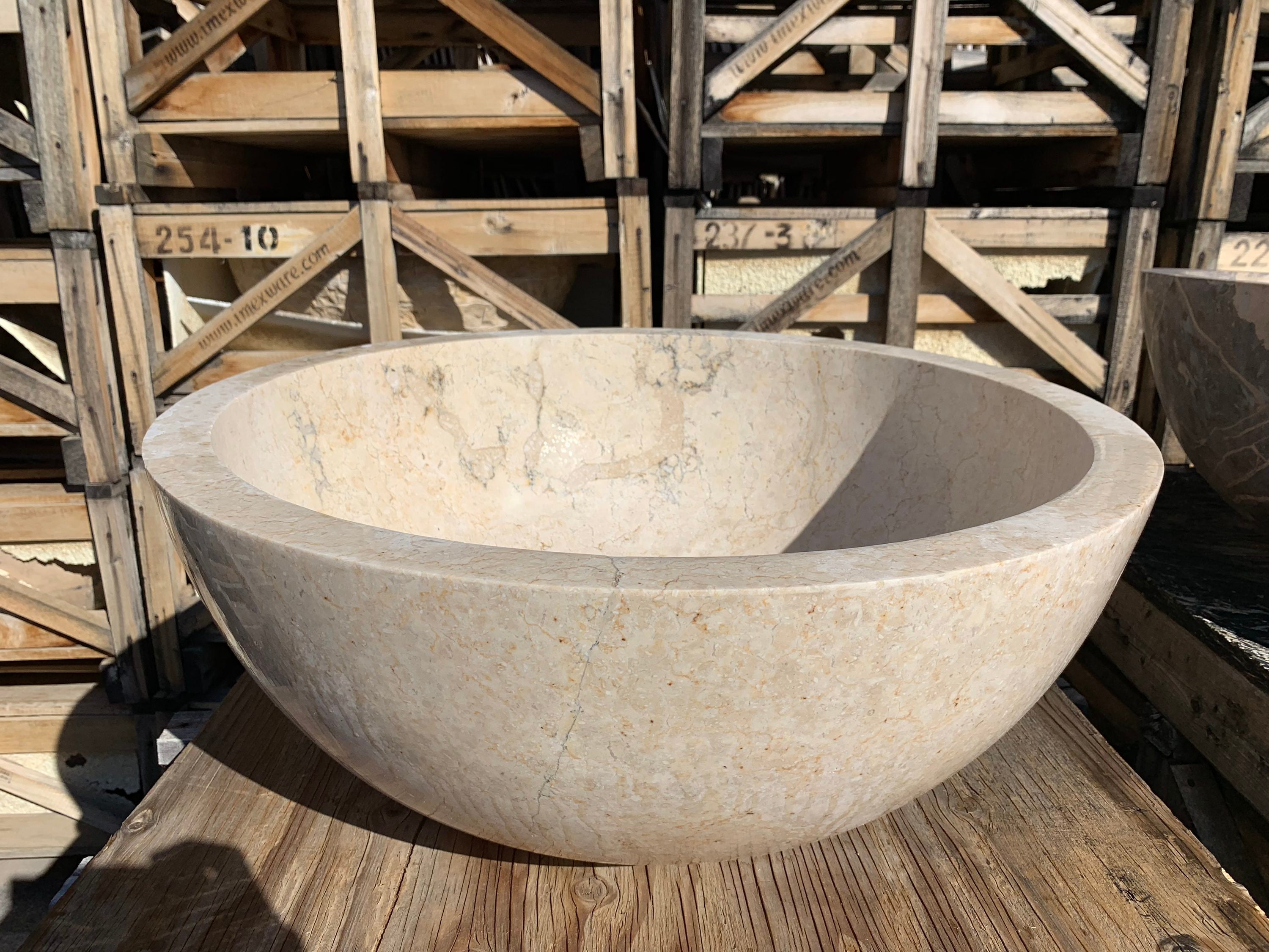Natural Stone Veneer R51-29X29X12SM-FP-AL Natural Stone Modern Flower Pot - Smooth Almond-29inx29inx12in 1 Square feet Almond Stone veneer