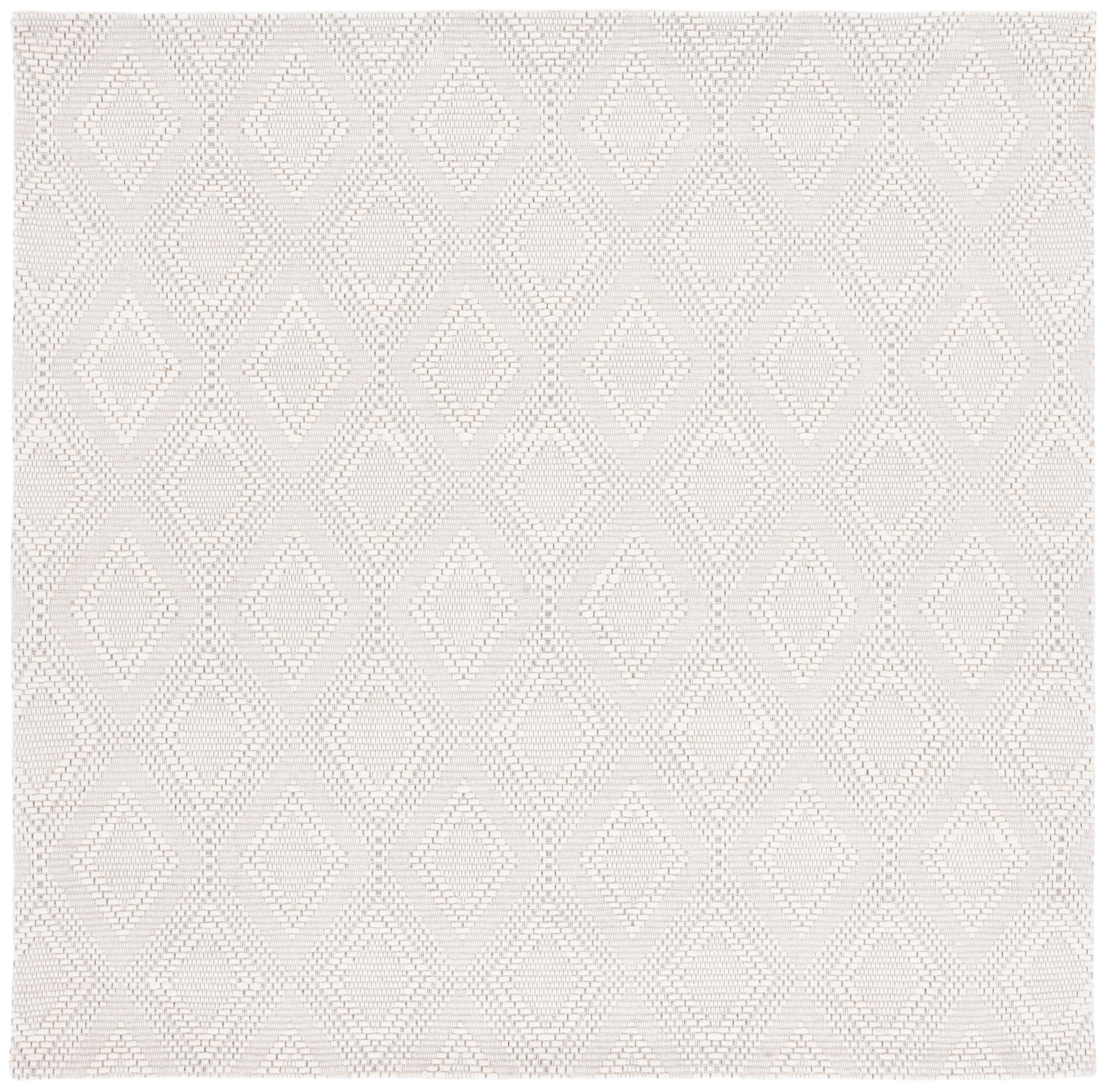 Ivory Geometric Handwoven Wool Square Area Rug