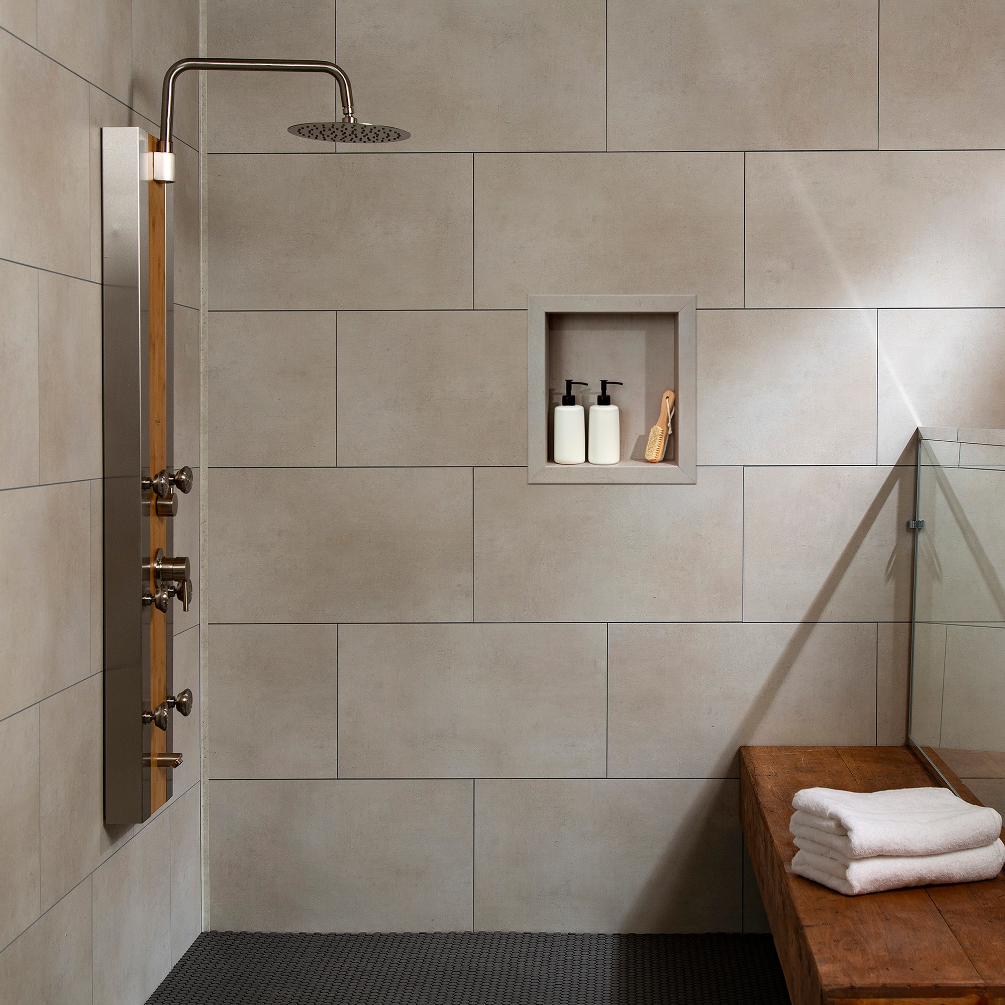 Wintry Mix Gray PVC Waterproof Shower Niche Insert