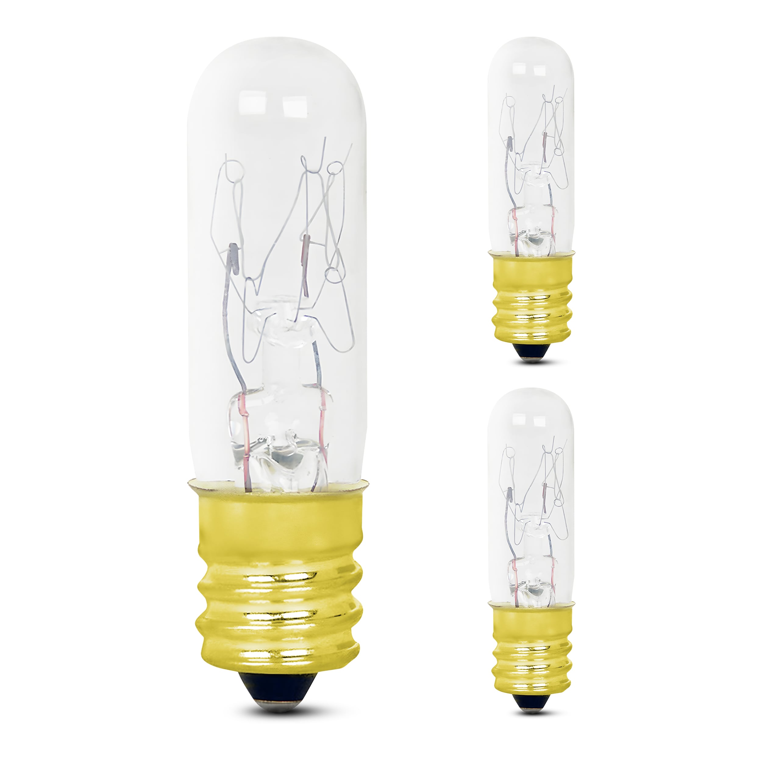 Feit Electric BP15T4C2RP 15 -Watt EQ T4 Soft white Candelabra base (E-12) Dimmable Incandescent Tube Light Bulb 2 -Pack