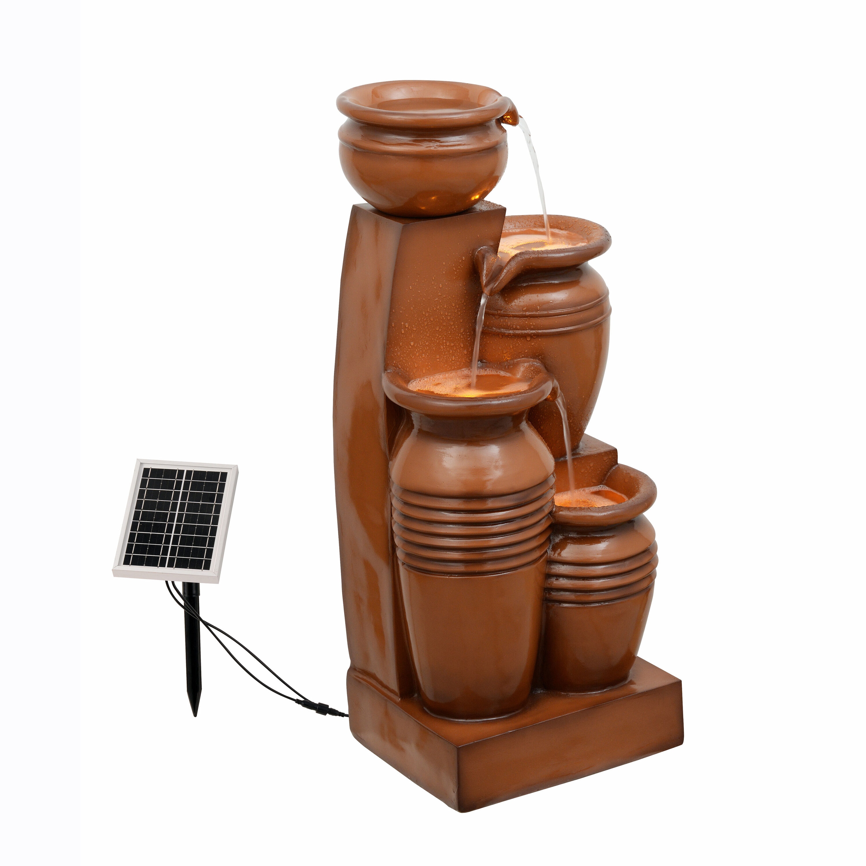 Teamson Home FT0124TS 28.74-in H Resin Solar Powered Tiered Outdoor Fountain Pump Included
