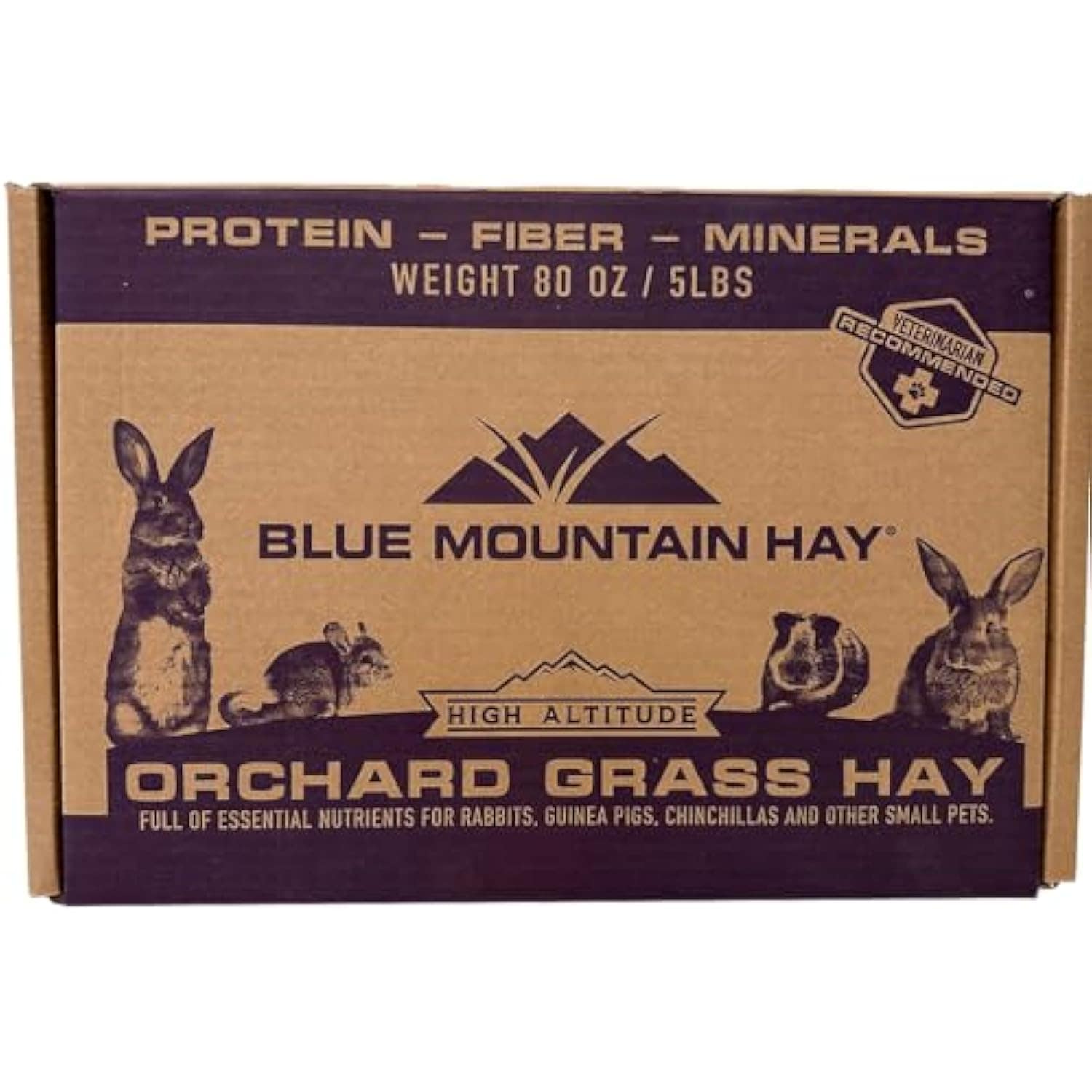 Blue Mountain Premium  Orchard Grass Hay - Nutrient-Rich Pet Food for Small Animals (5 lbs)