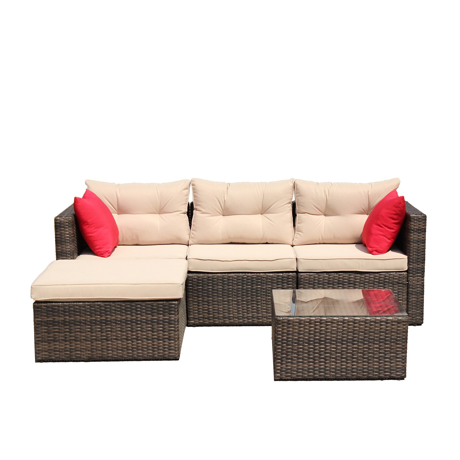 SINOFURN 5 Pieces Patio Furniture Set Brown at Lowes.com