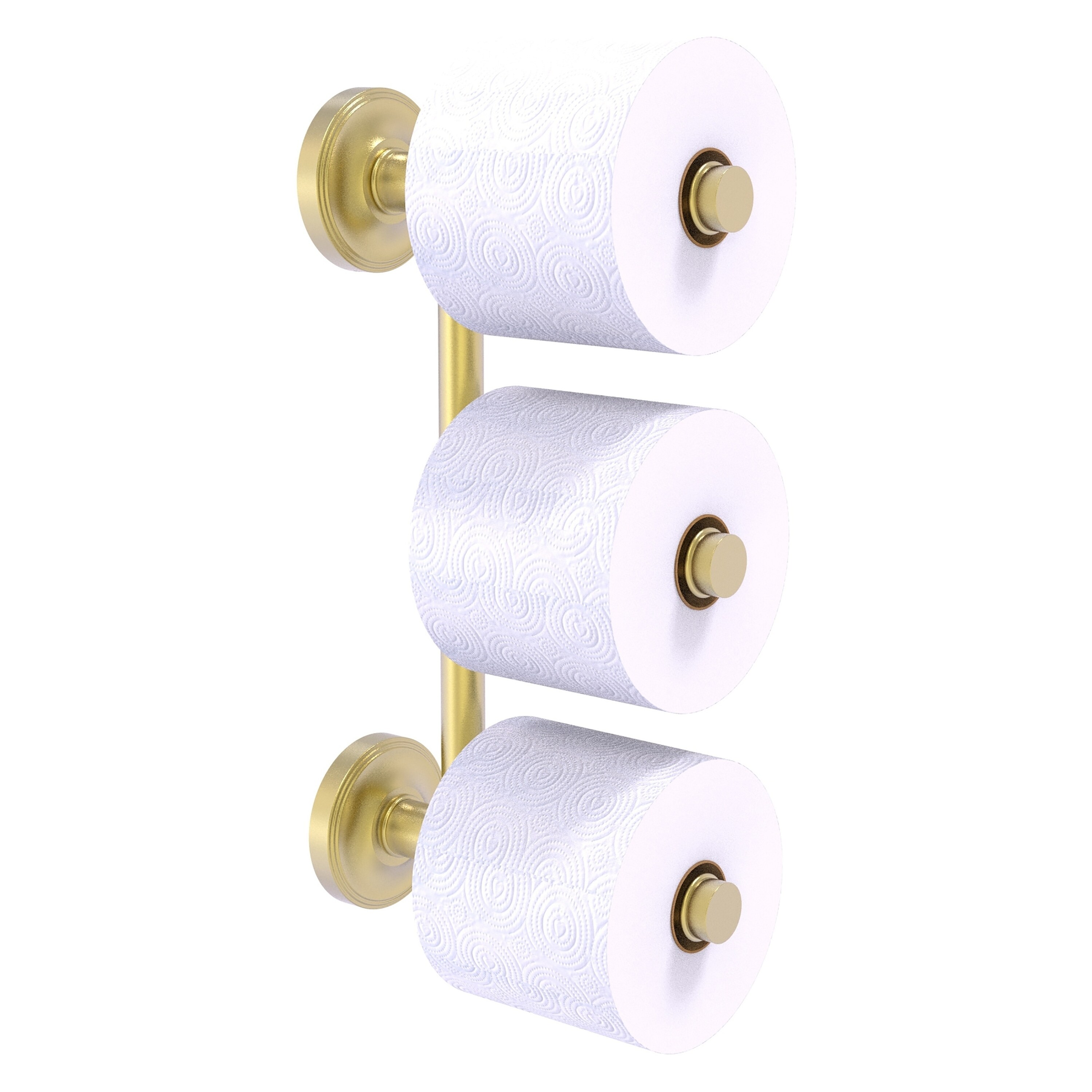 Allied Brass PR-24-3-SBR Prestige Regal Satin Brass Wall mount Double post Toilet Paper Holder 3 -Rolls with Storage