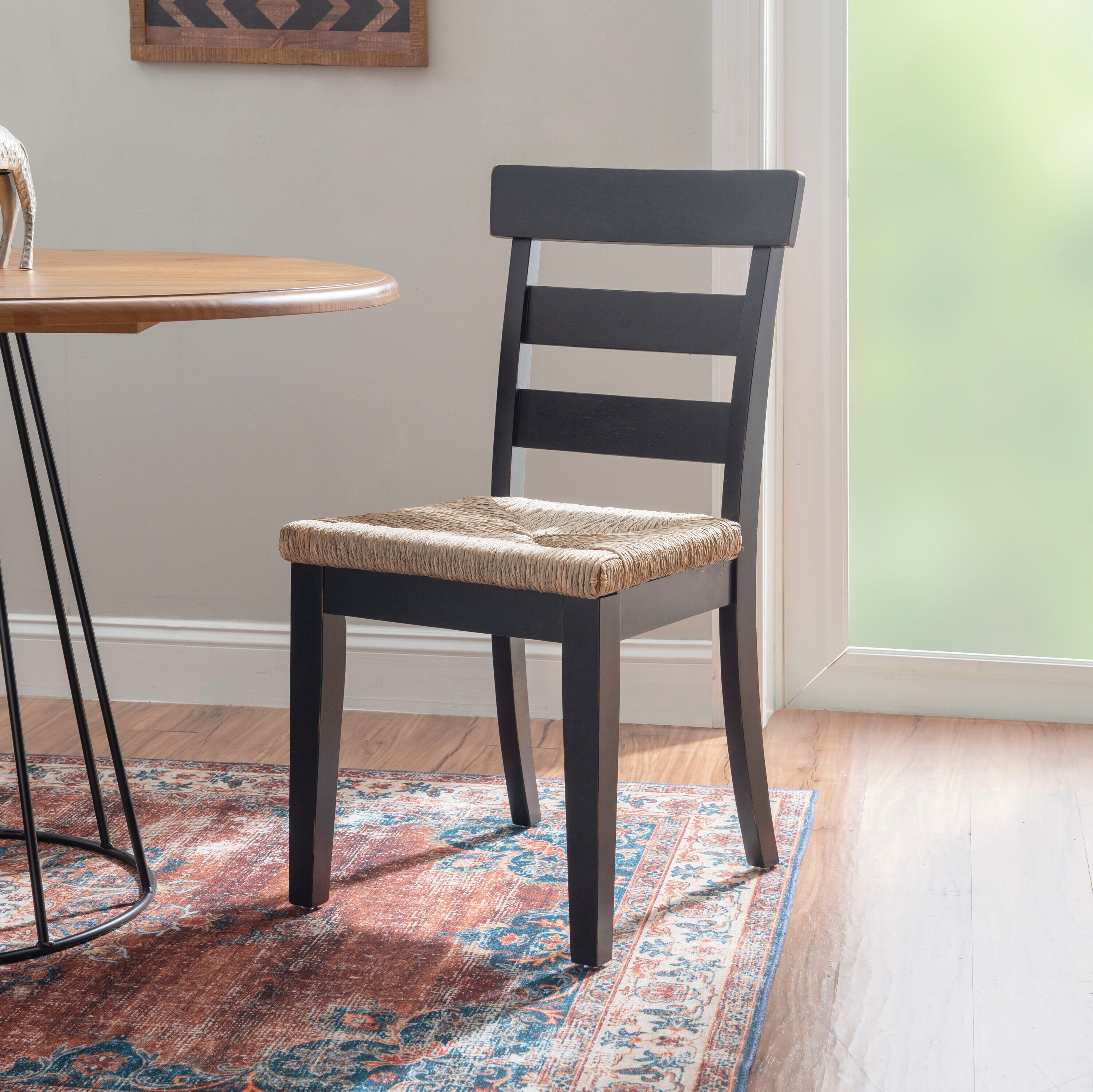 Linon LOWES1792 2 Farmhouse Black Accent Chair