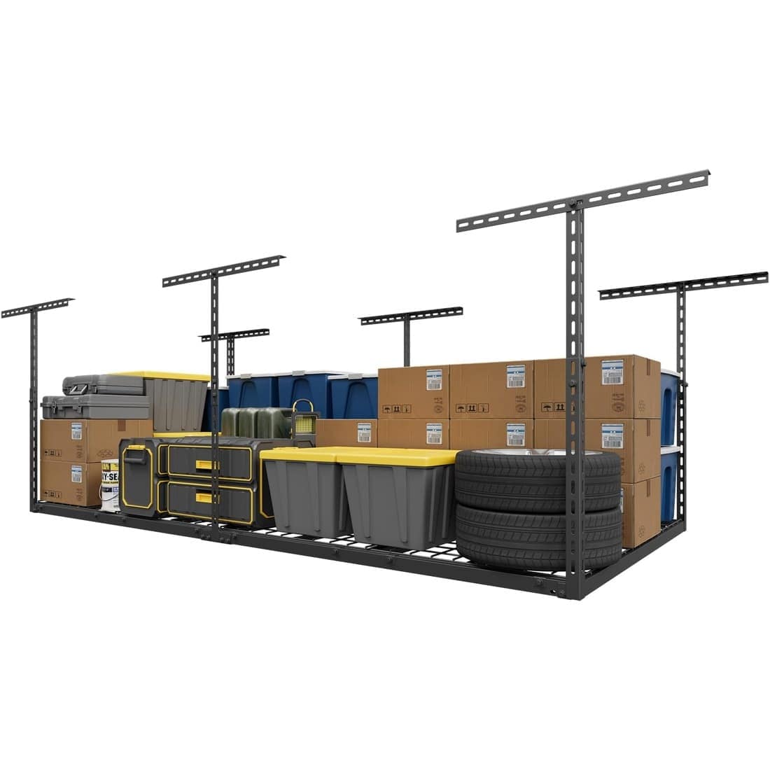 Aoibox 4x8 ft Overhead Garage Storage Rack Adjustable 26 to 40 in Ceiling Mount Metal Organizer System 750 lb Capacity 105 cu ft 1 Piece #LAB0127O03