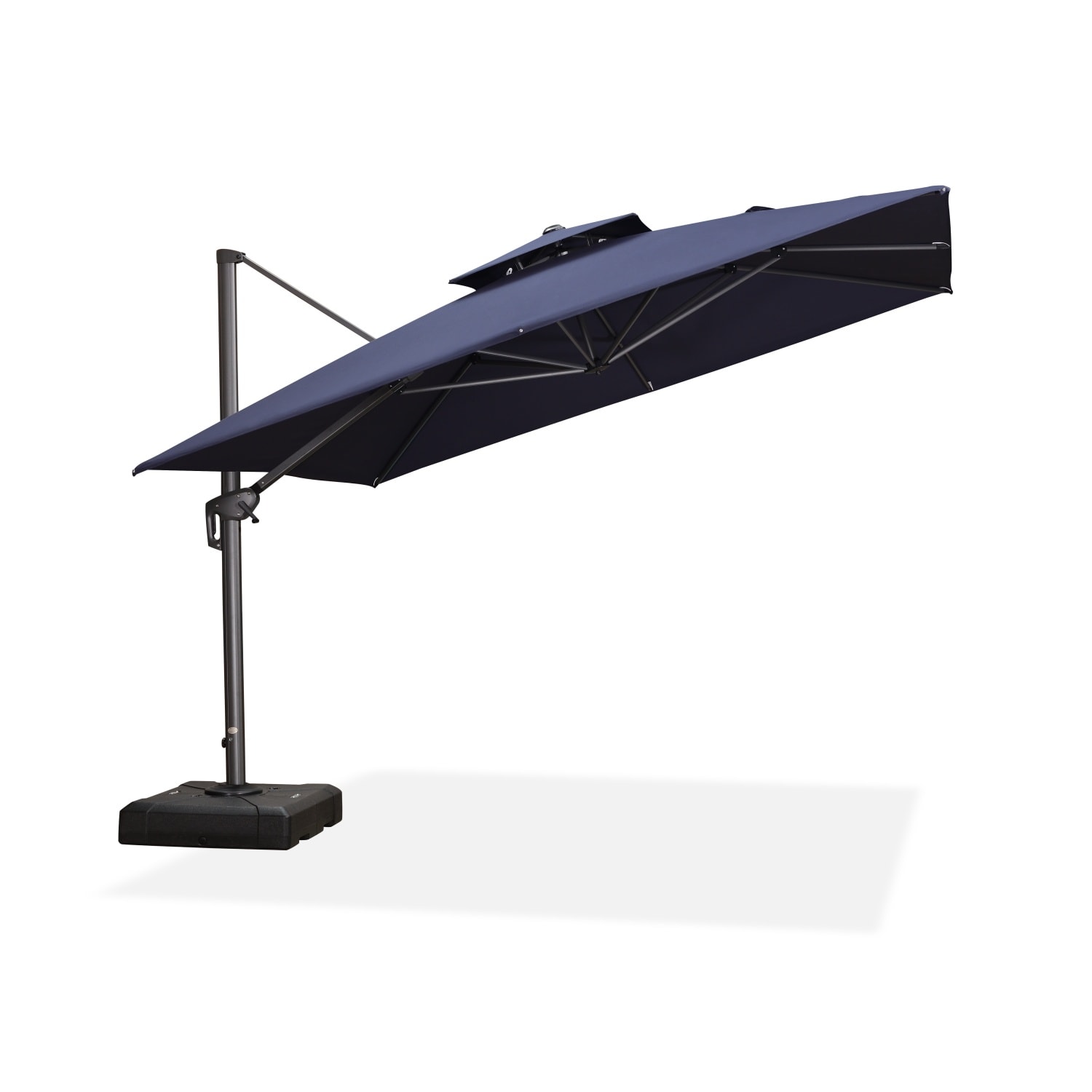 PURPLE LEAF LS04DHS11-NB 11-ft Aluminum Navy Crank Cantilever Patio Umbrella