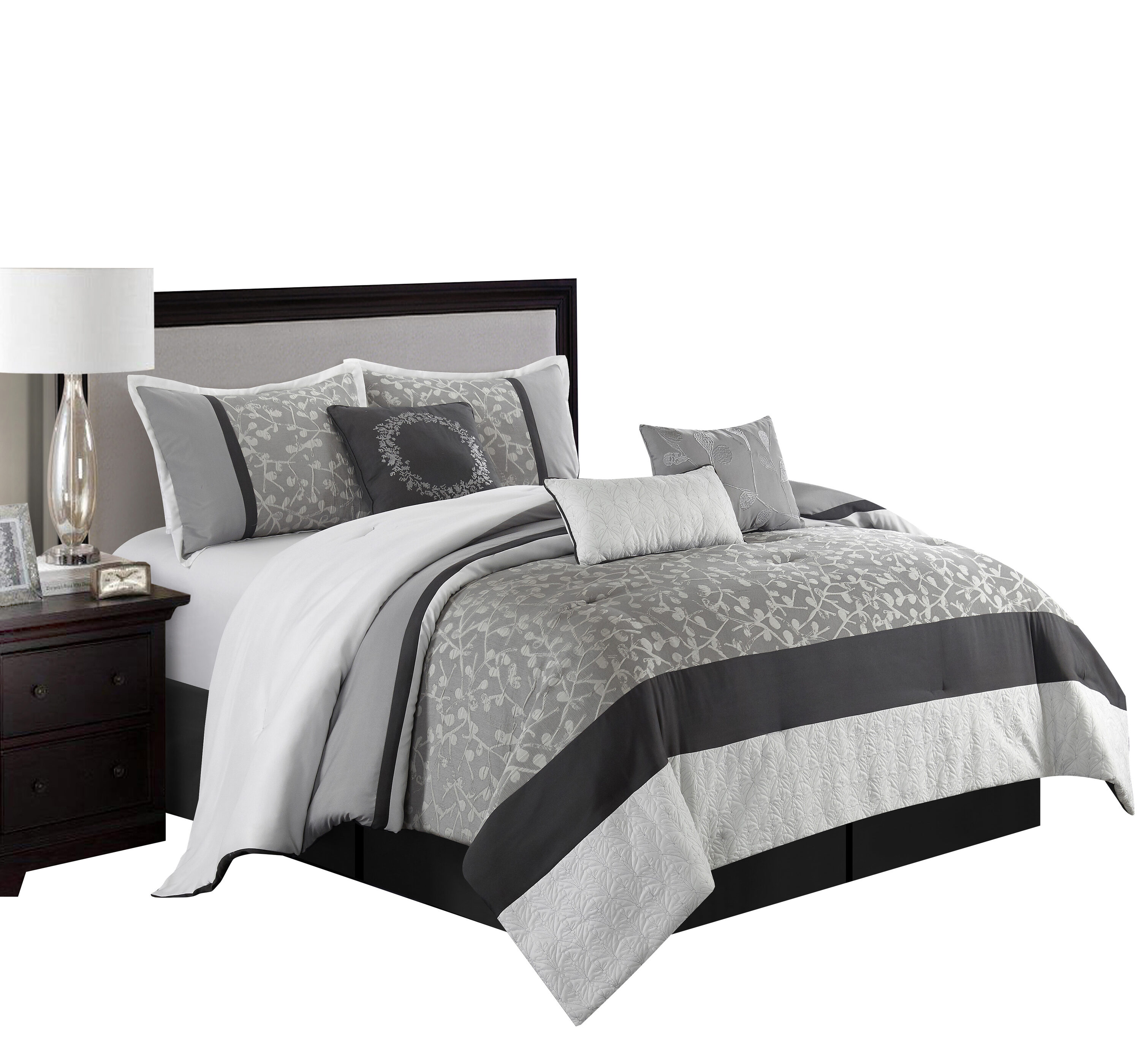 Grand Avenue 7-Piece Grey California King Comforter Set in the