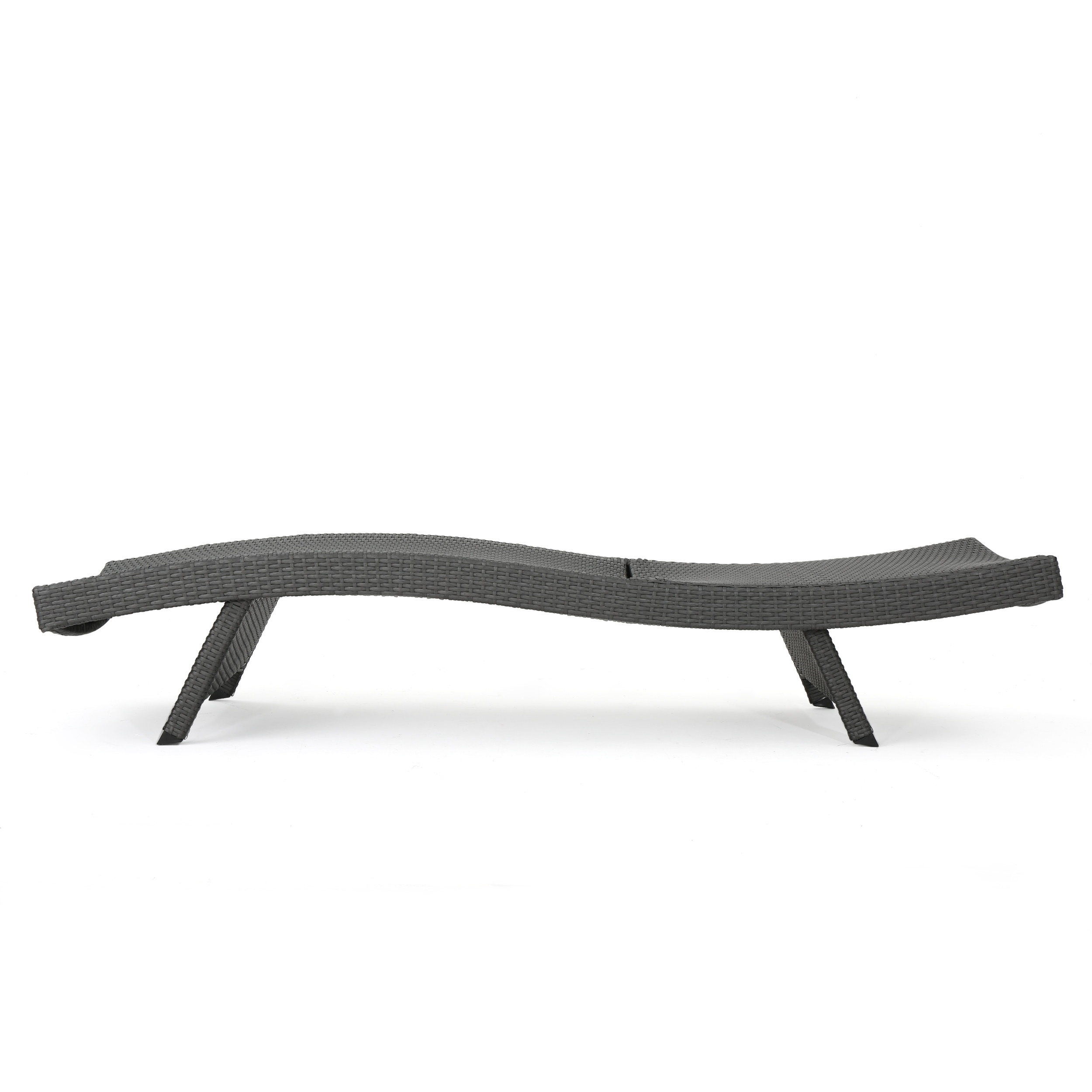 Gray Wicker Adjustable Outdoor Chaise Lounge with Iron Frame