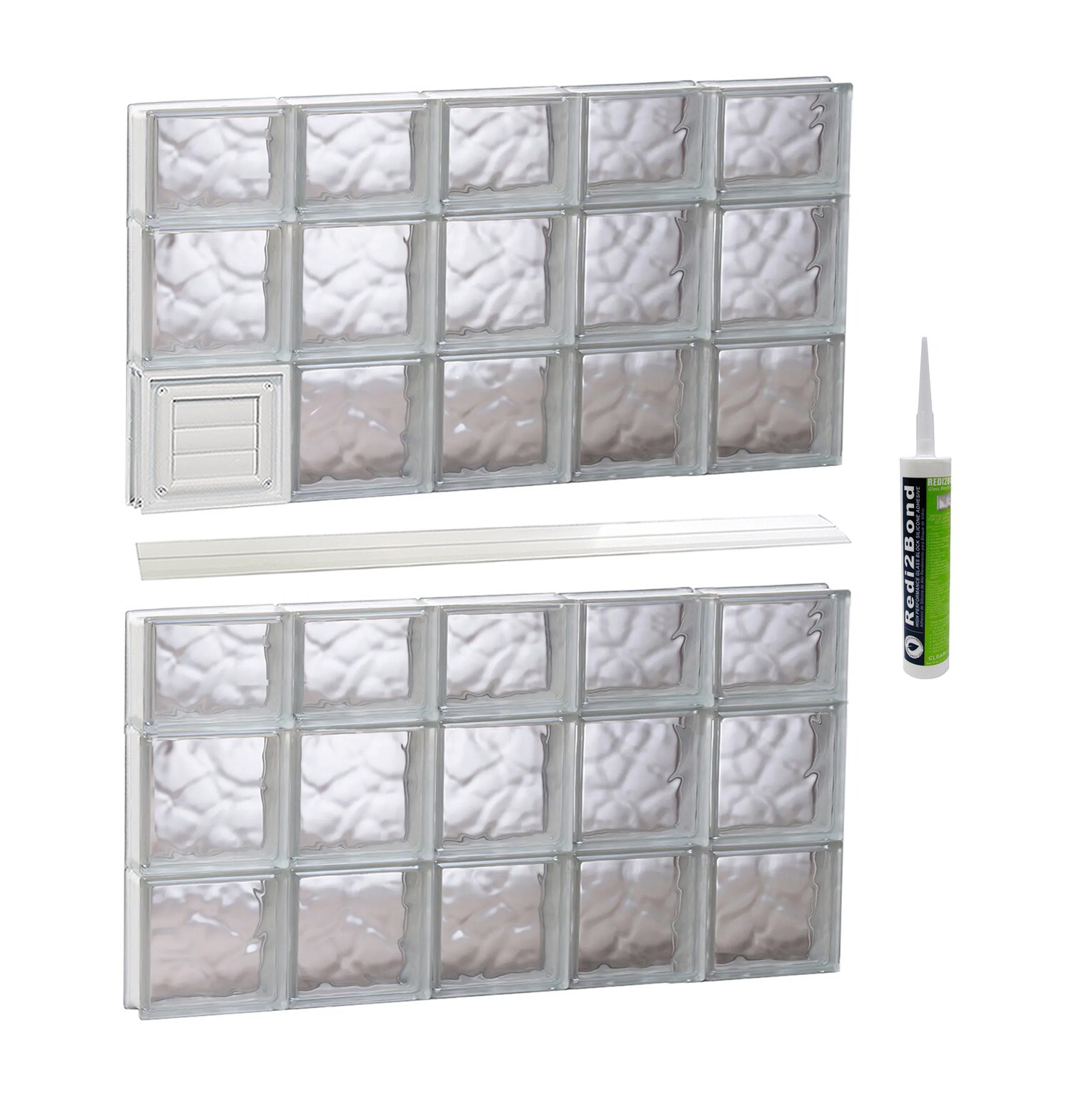 REDI2SET D4044DC Wavy Glass 38-3/4-in x 42-1/2-in Frameless Replacement Dryer vent Glass Block Window