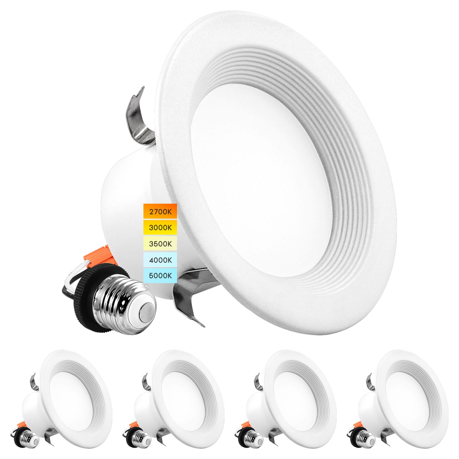 White 4-Inch Aluminum LED Recessed Can Lights with Adjustable Color Temperature