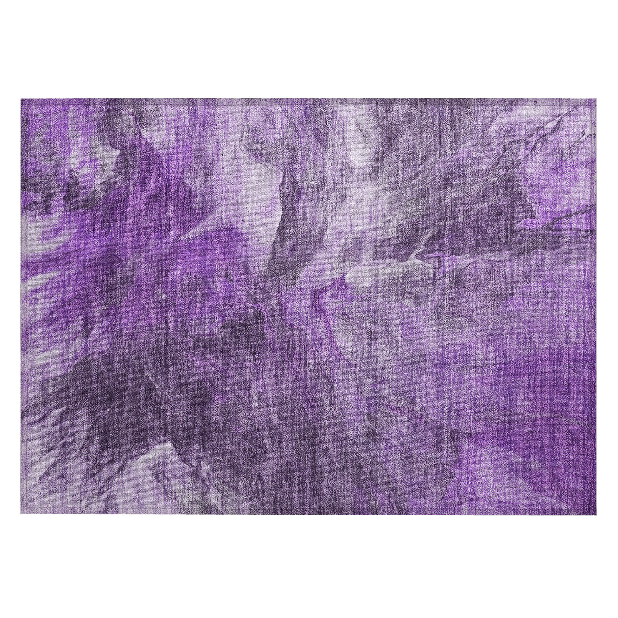 Purple Rectangular Machine-Washable Synthetic Area Rug