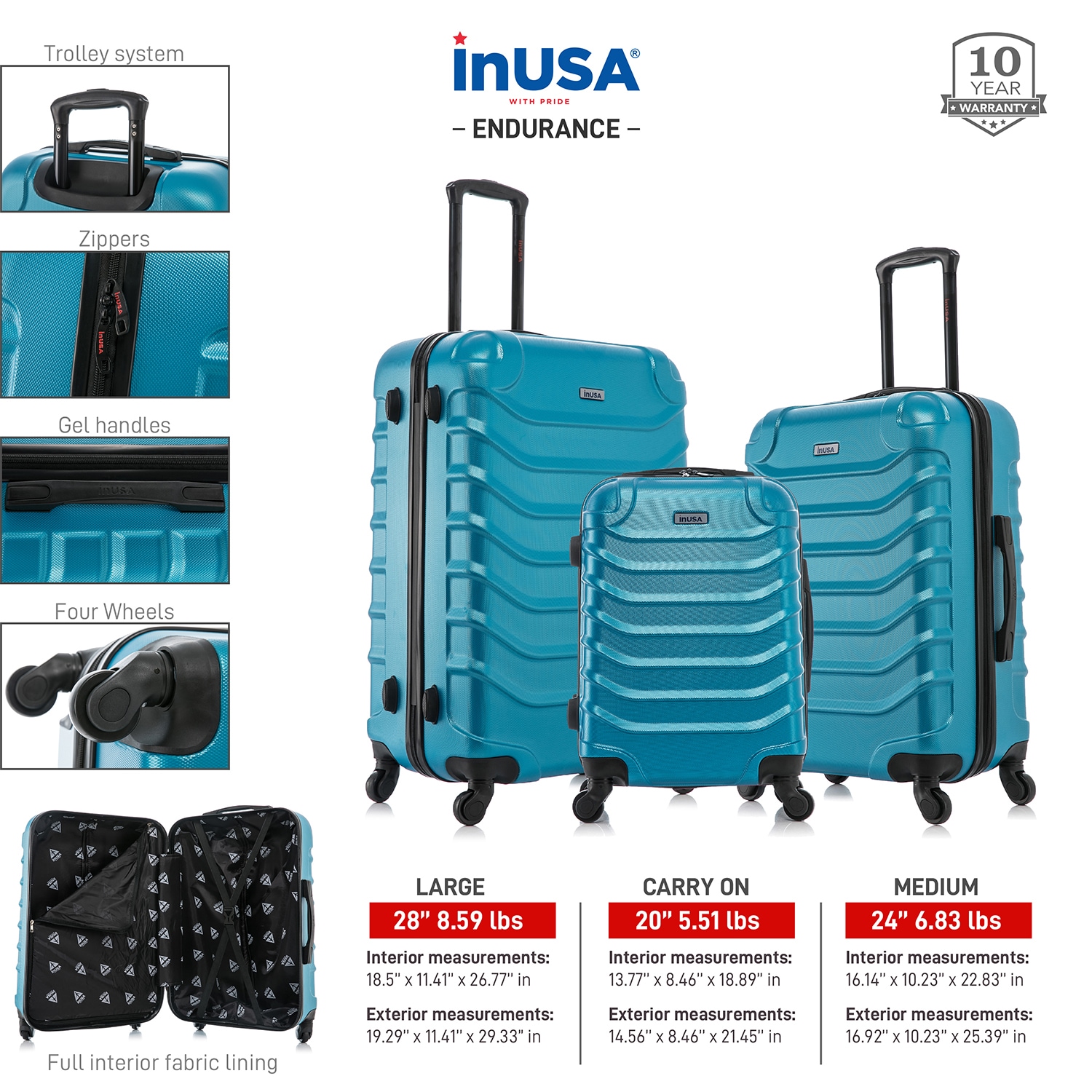 InUSA IUENDSML-TEA Luggage-And-Luggage-Sets - View #3